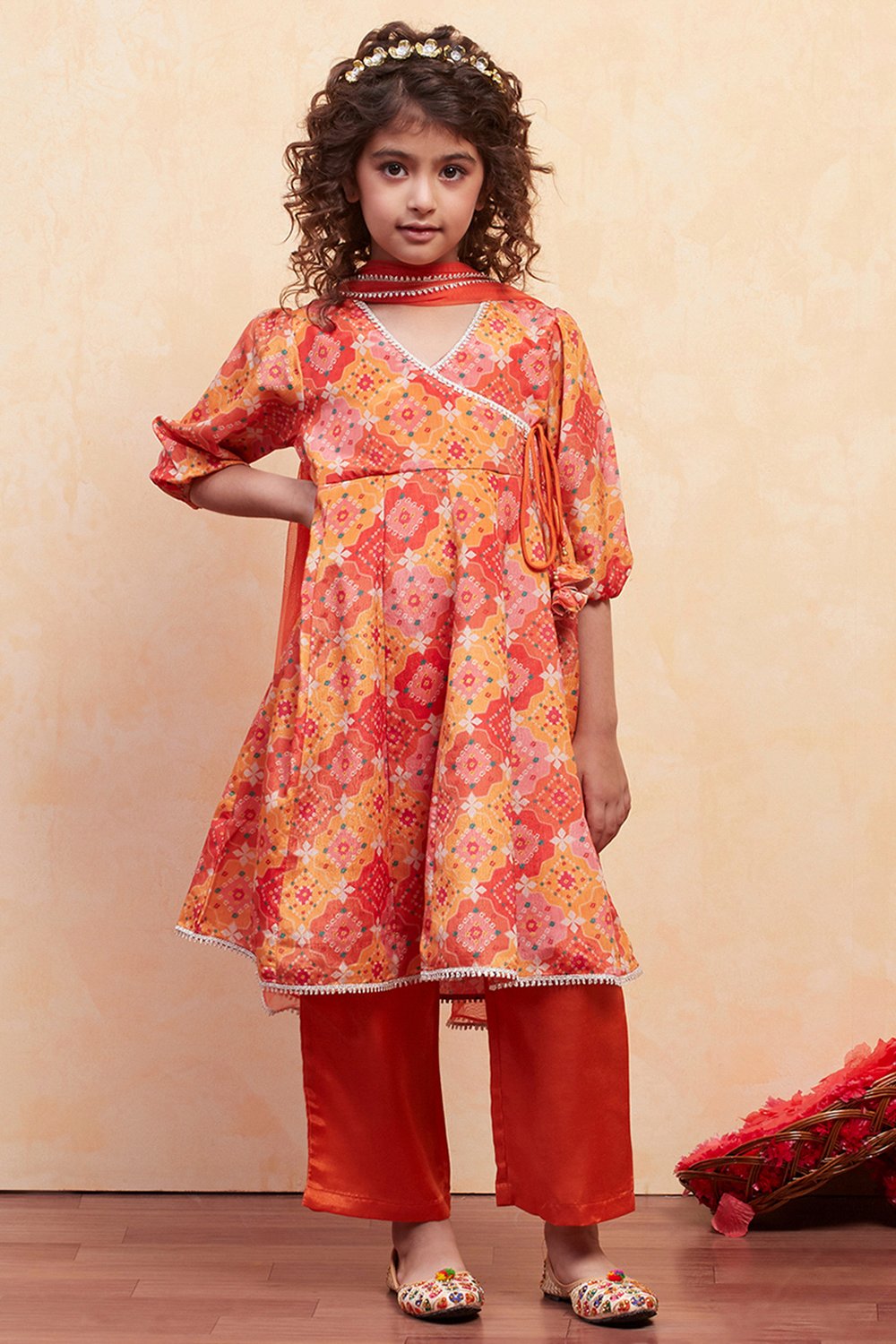 Coral Pink Polyester Flared Suit Set image number 6