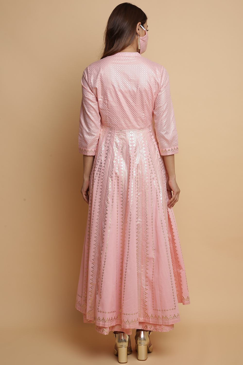 Pink Cotton Flared Dress image number 4