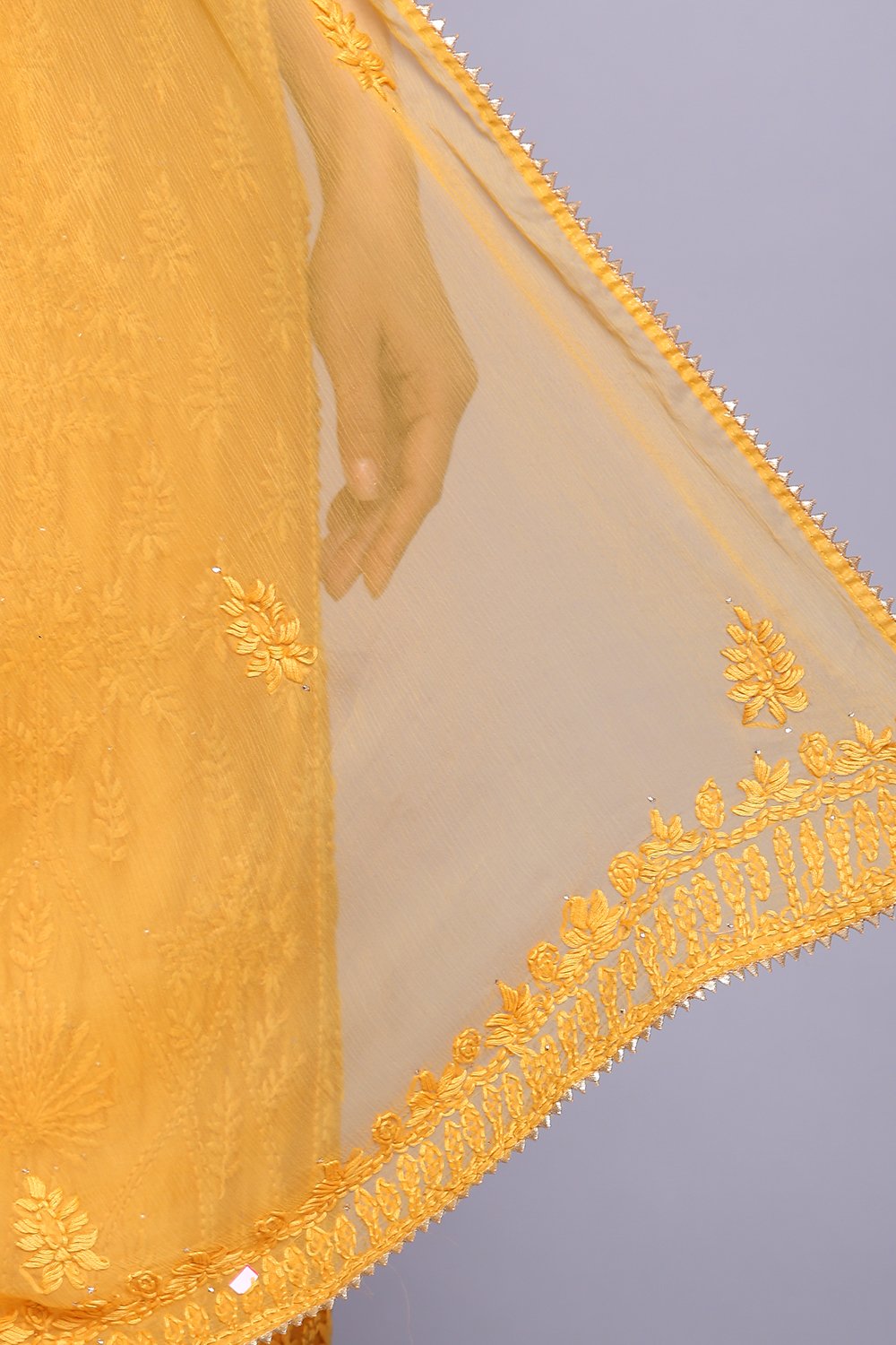 Pink Chanderi Hand Embroidered Unstitched Suit Set image number 5