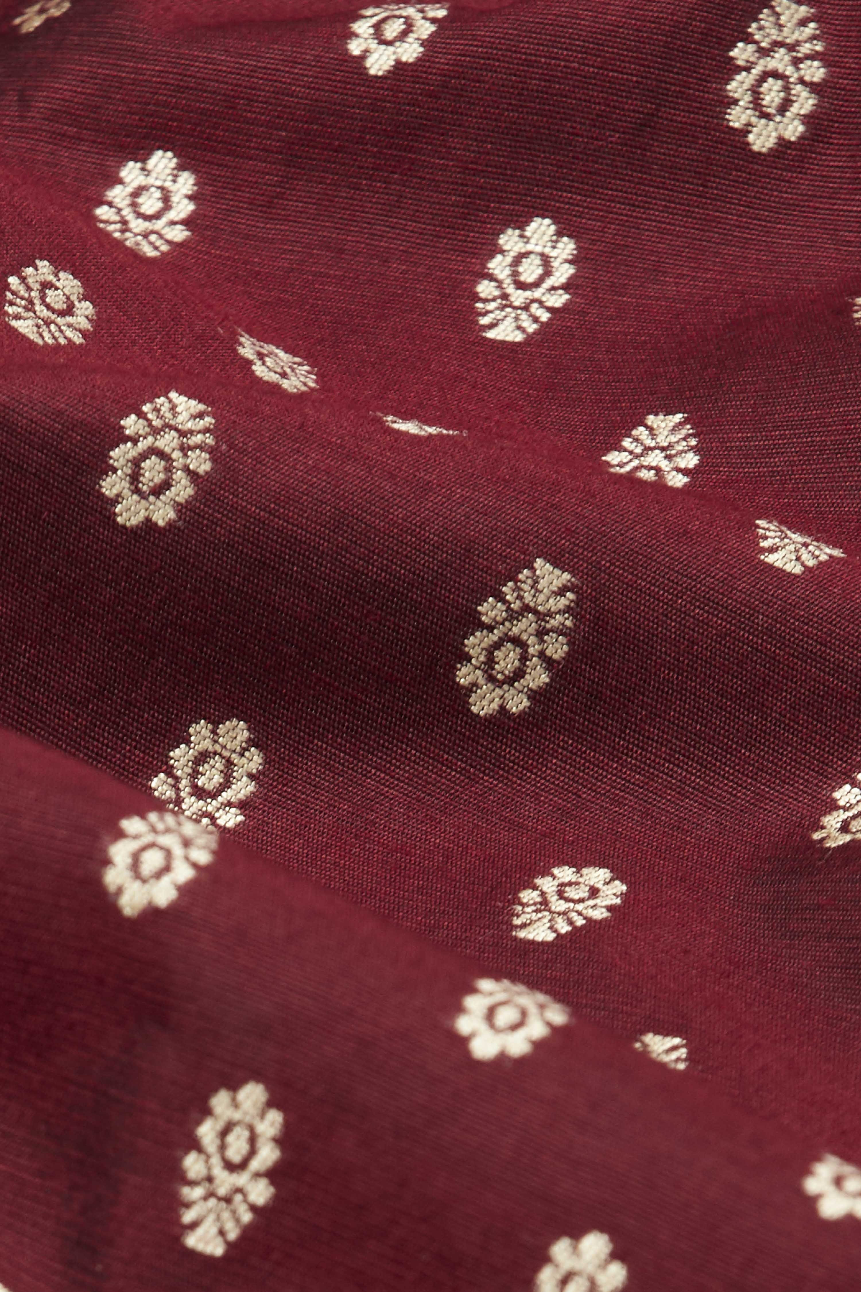 Maroon Art Silk Foil Printed Flared Skirt image number 2