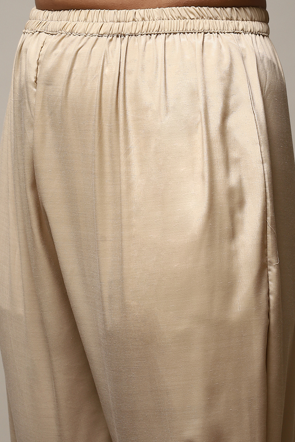 Cream Linen Digital Print Unstitched Suit Set image number 3