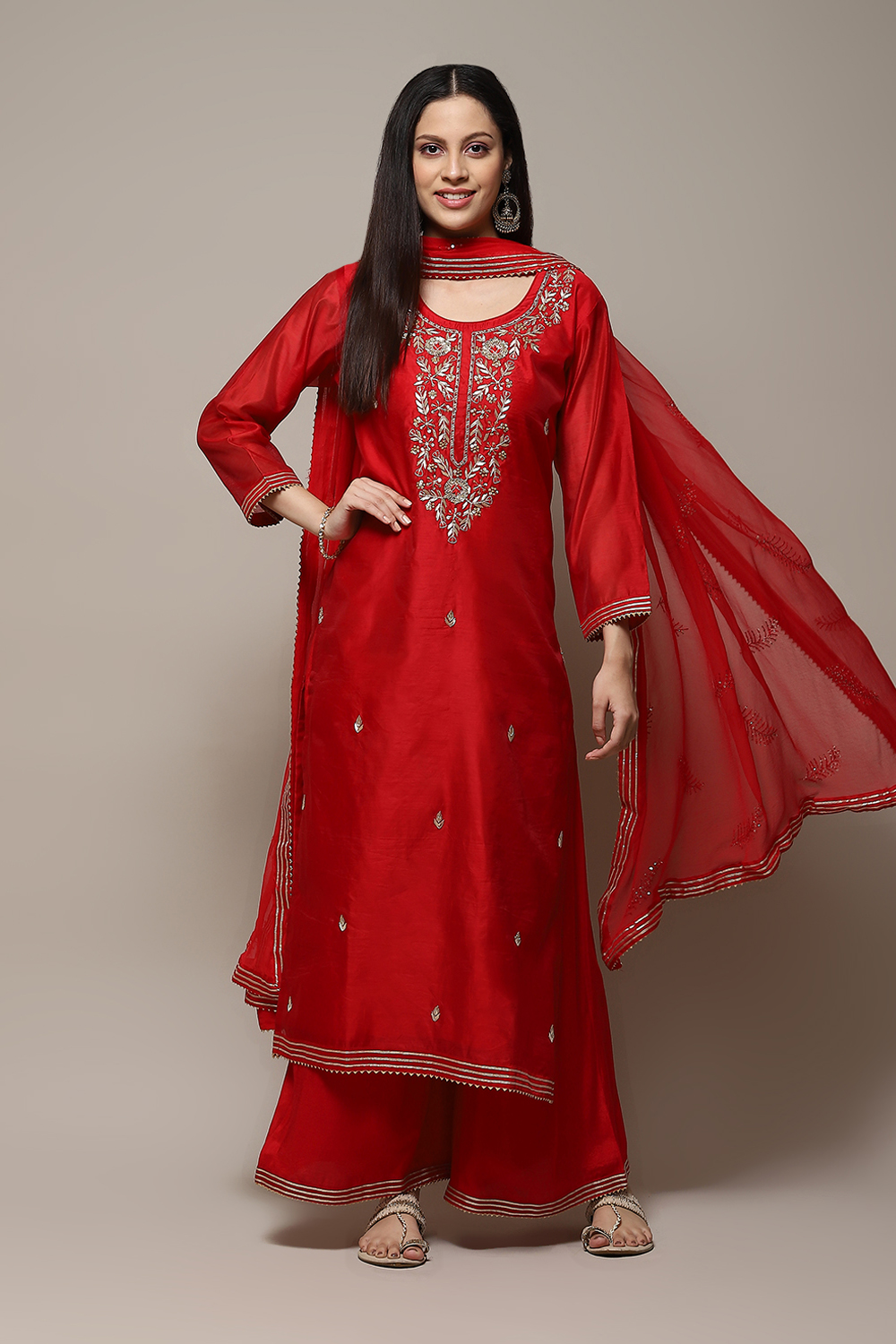 Festive Unstitched Chanderi Fancy Suit main image 0