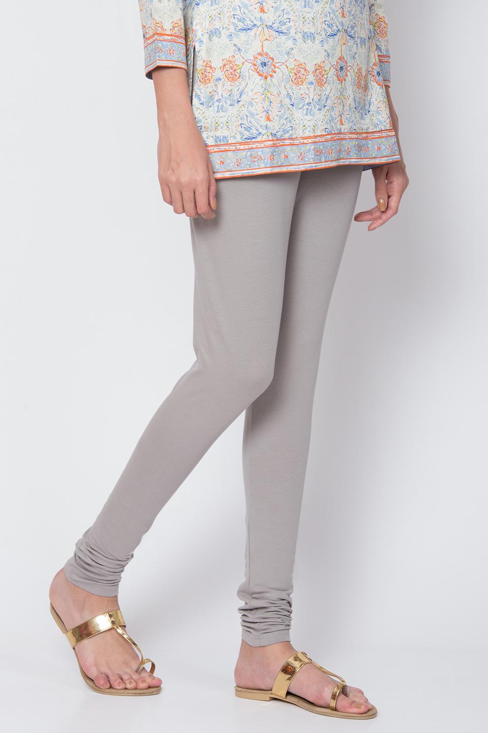 Melange Grey Knitted Churidar image number 2