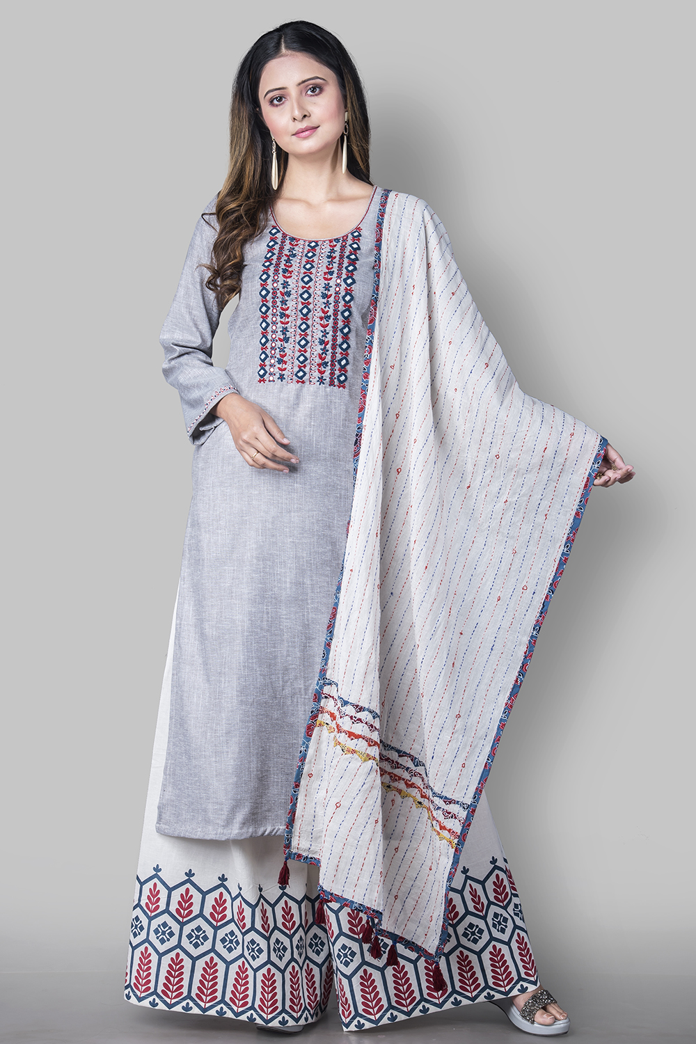 Grey Cotton Easy Stitch Suit Set image number 0