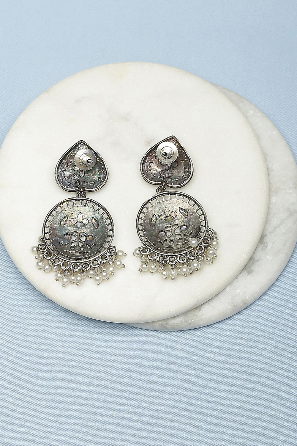 Dual Oxidised Brass Earrings image number 2