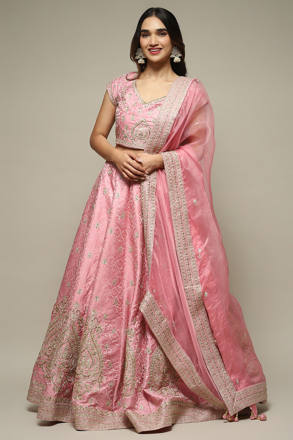 Red Silk Blend Straight Lehenga Set image number 7