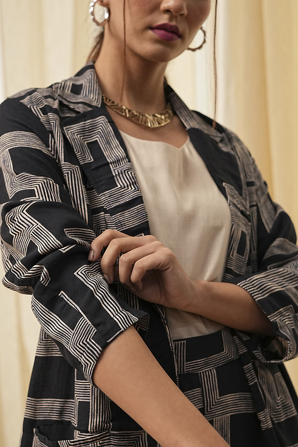 Black Viscose Printed Co-ord Set image number 1