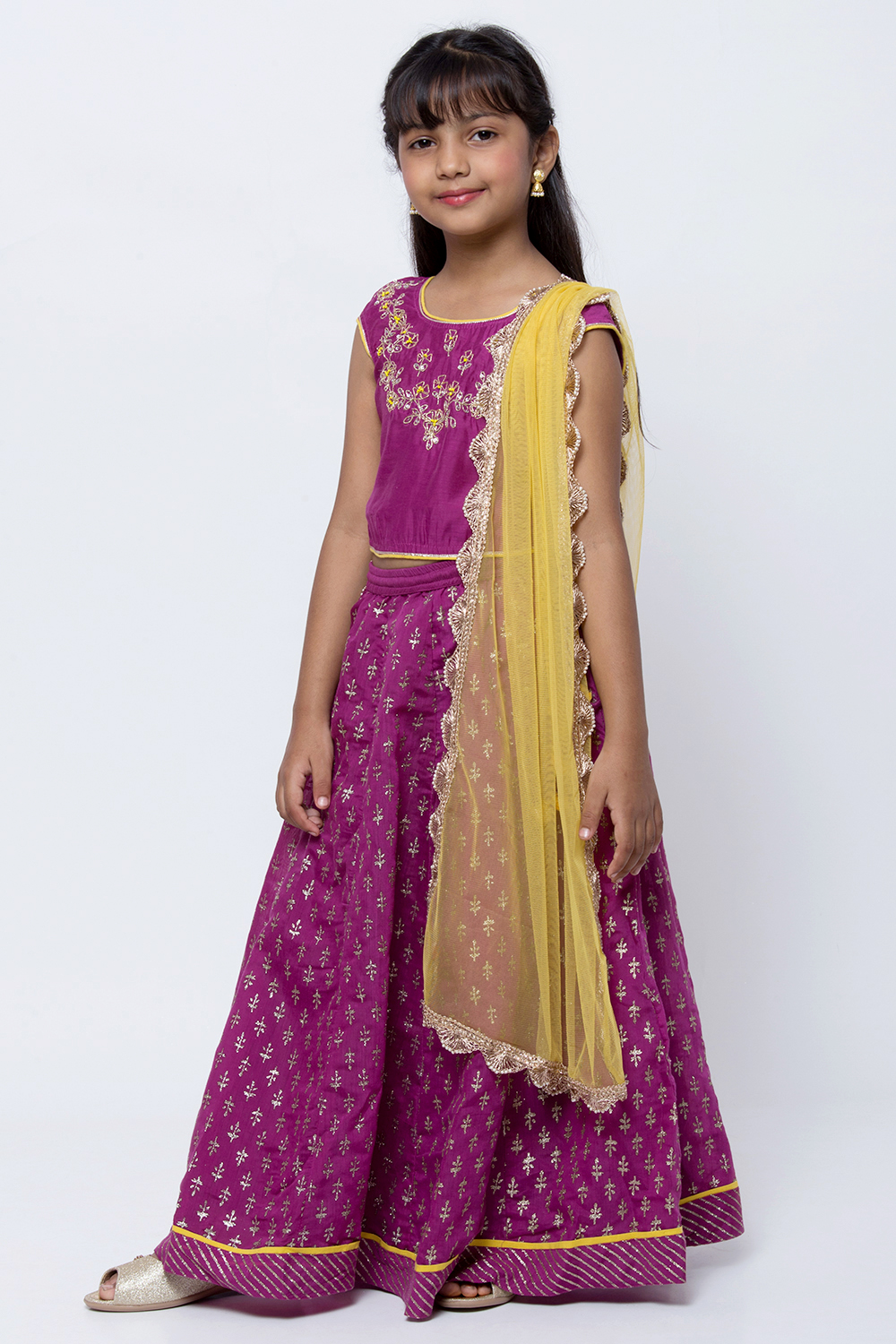 Violet Art Silk Lehenga Set image number 2