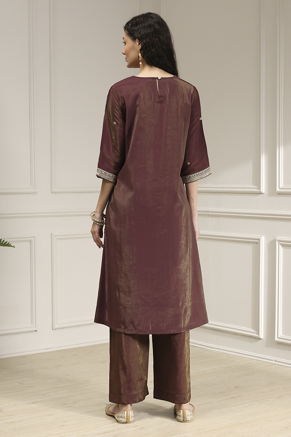 Green Viscose Rayon Straight Solid Suit Set image number 4