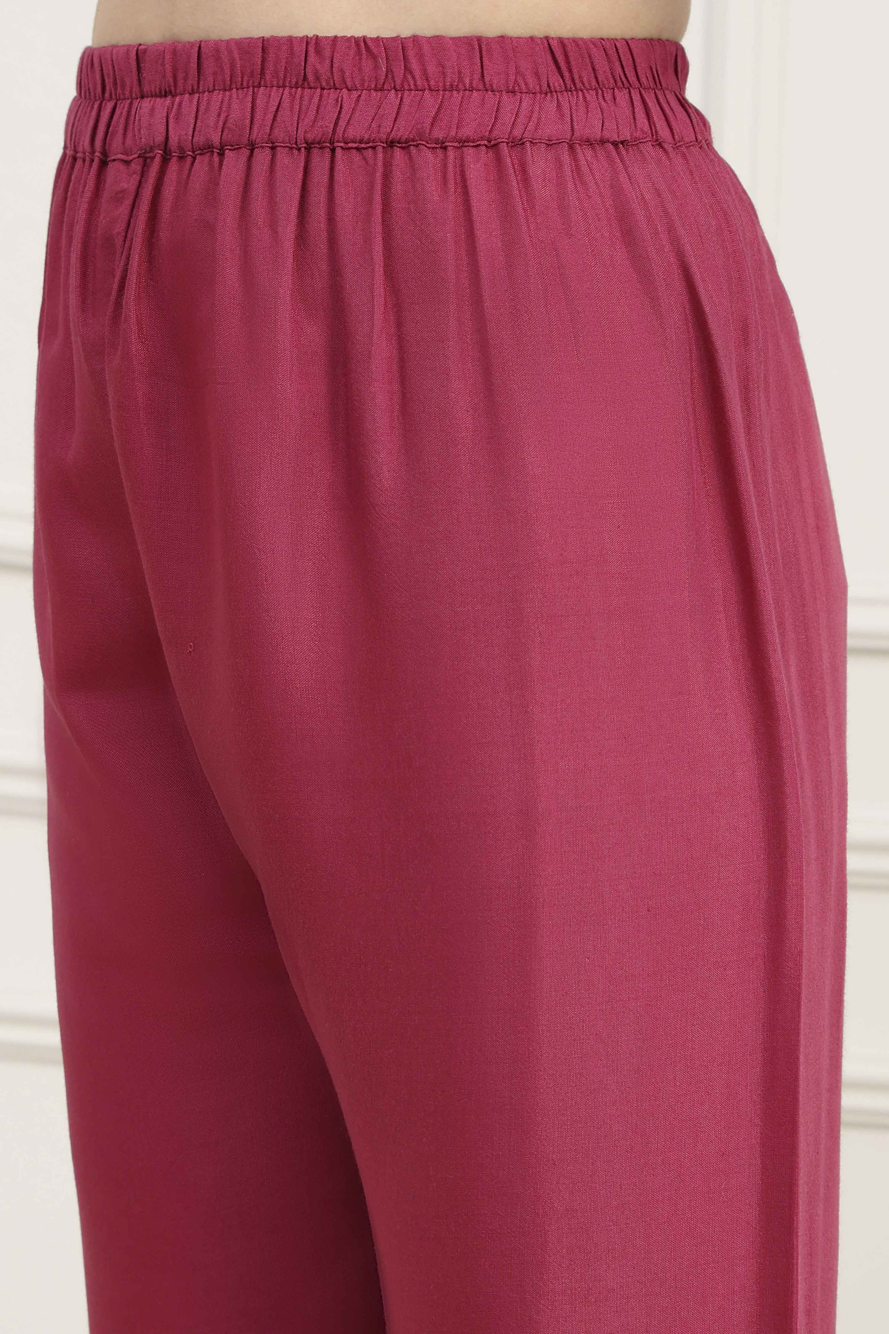 Rust Silk Blend Machine Embroidered Unstitched Suit Set image number 3