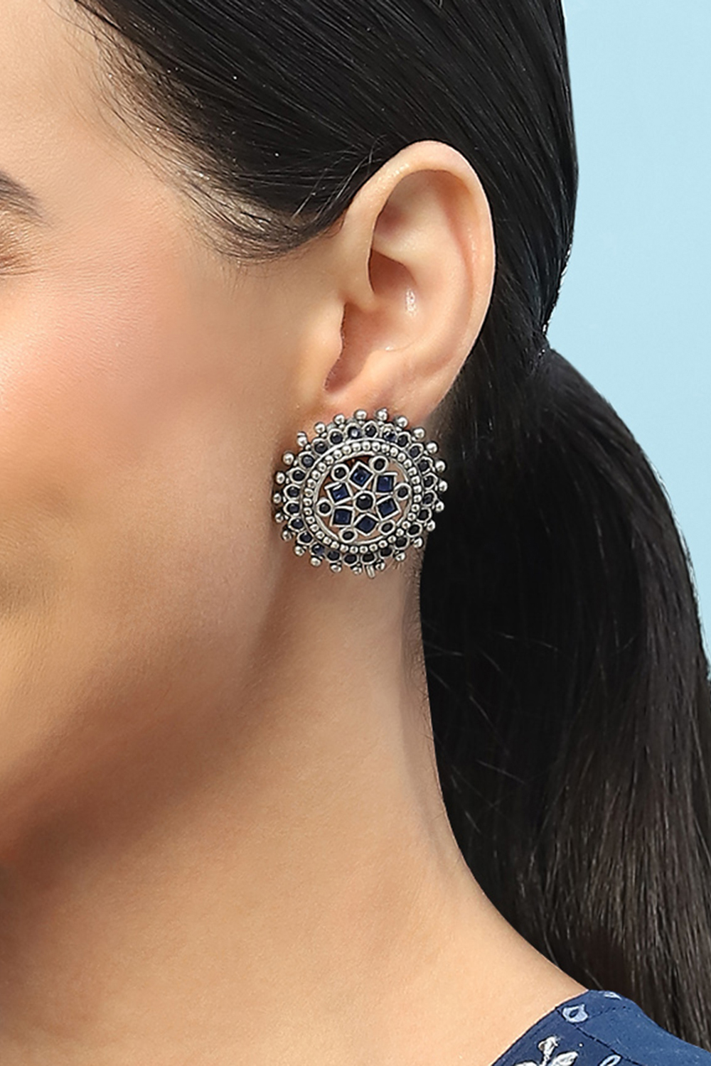 Navy Blue Brass earrings image number 1