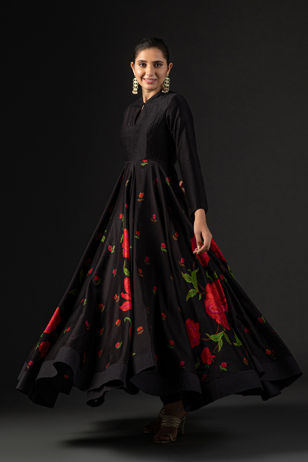 Rohit Bal Ivory Cotton Silk Anarkali Printed Suit Set image number 4