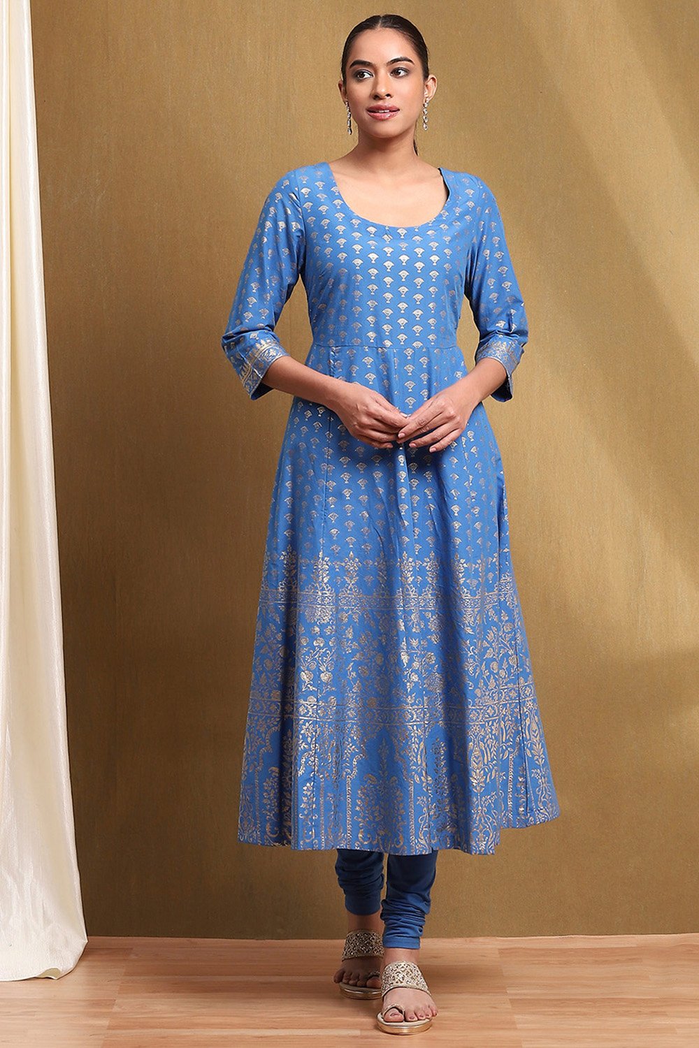 Plum Cotton Printed Anarkali Suit Set image number 6
