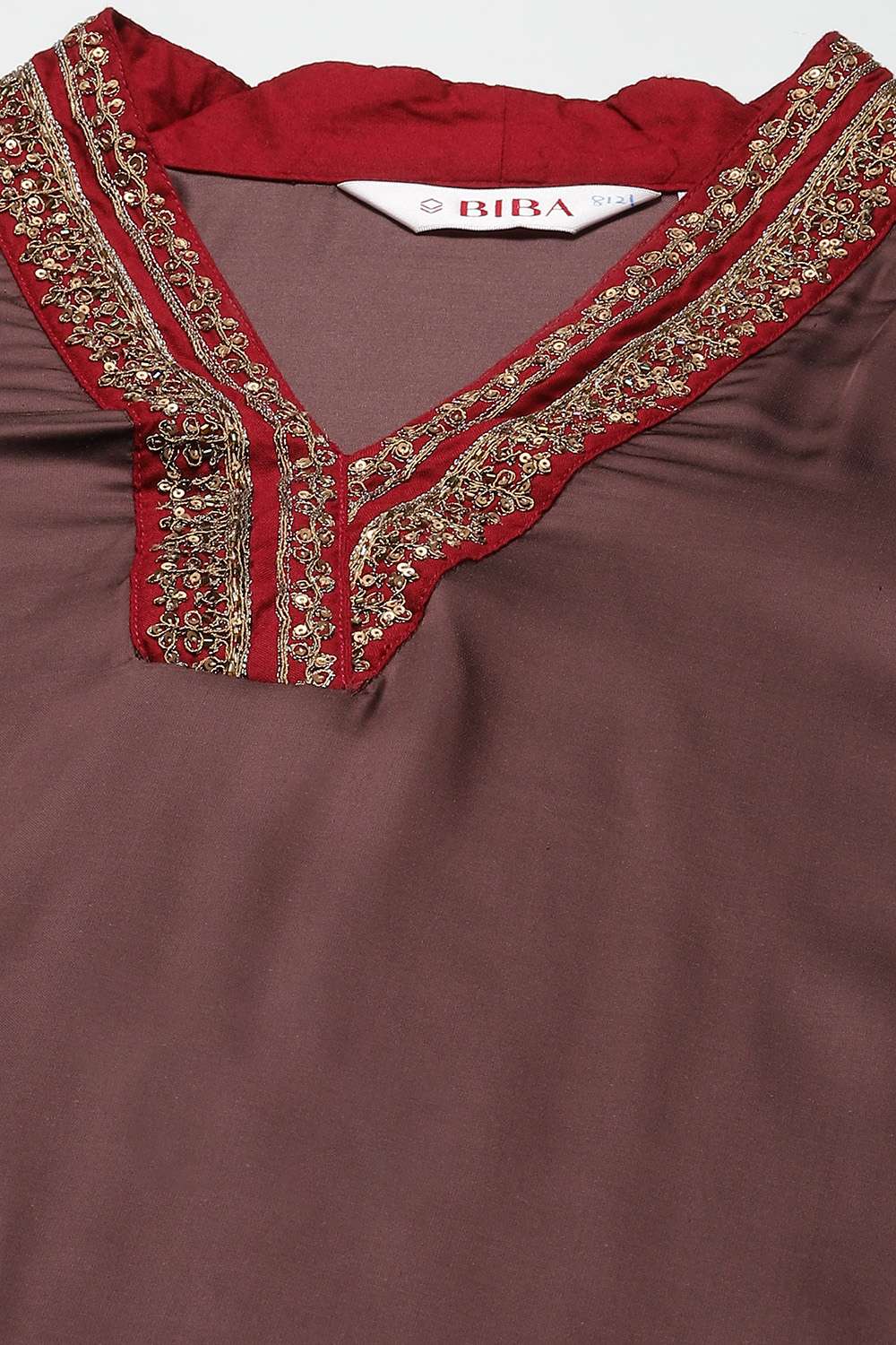 Brown Viscose Straight Kurta Palazzo Suit Set image number 1