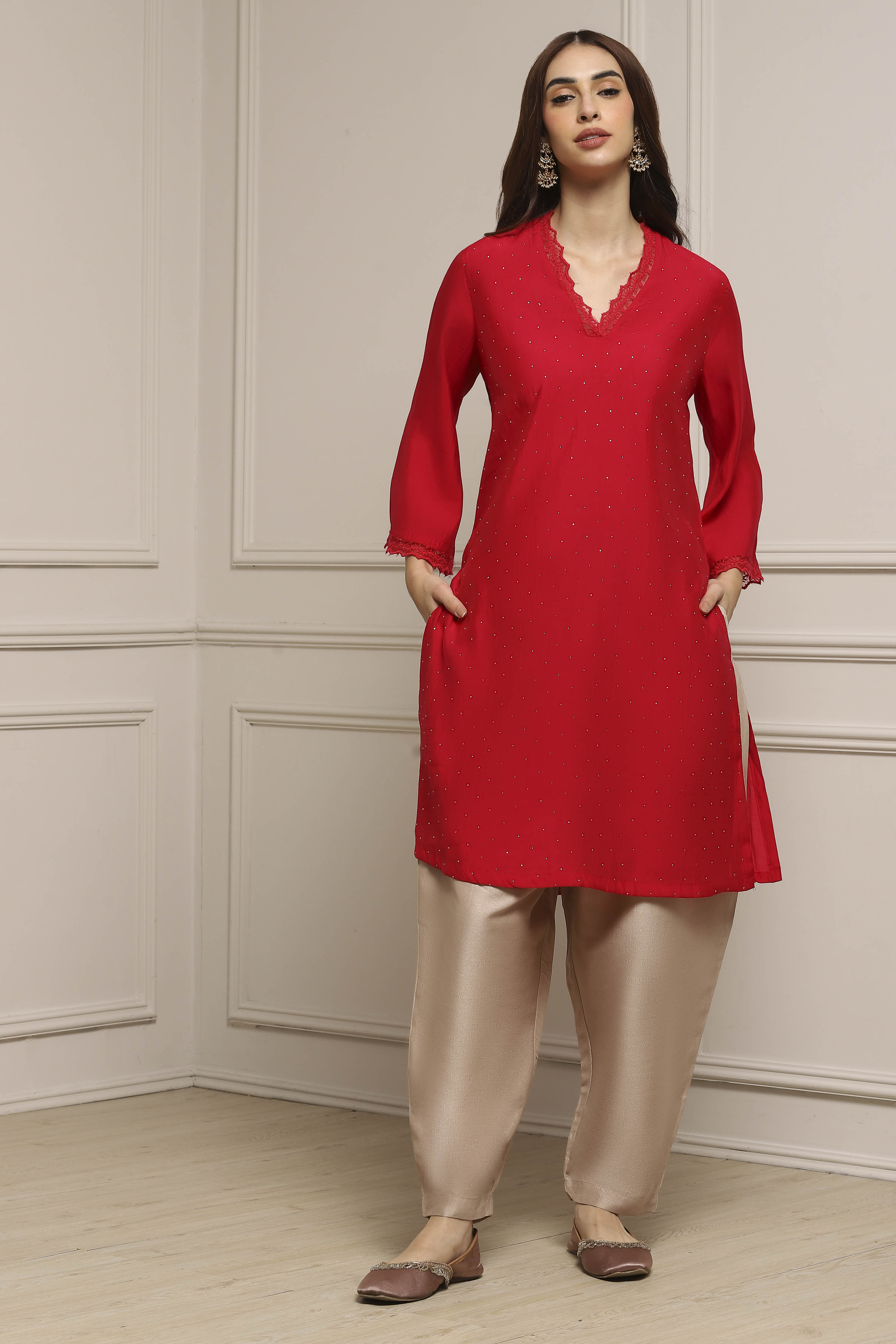 Beige Polyester Palazzo Pants image number 2