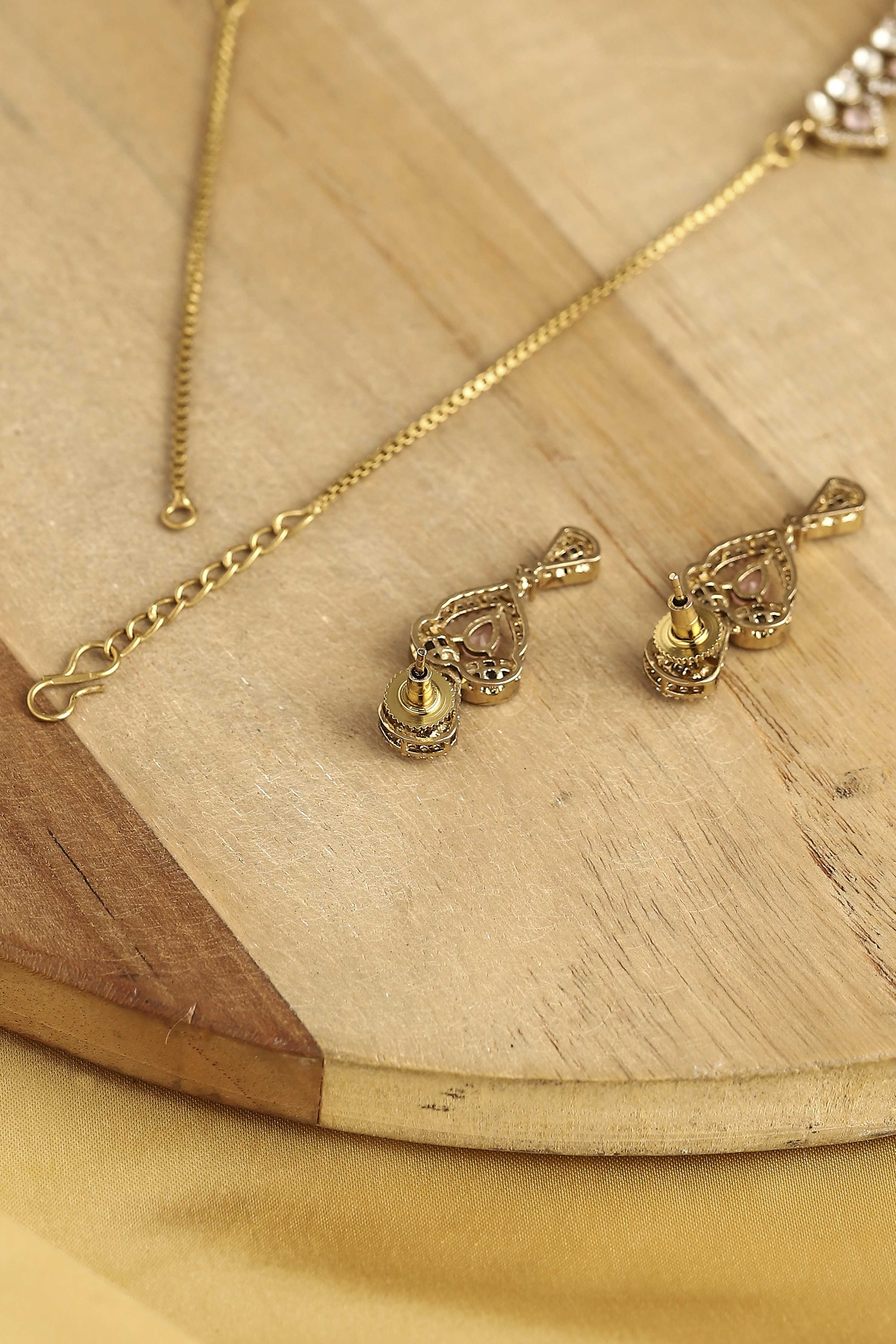 Light Pink Brass Kundan Set image number 2