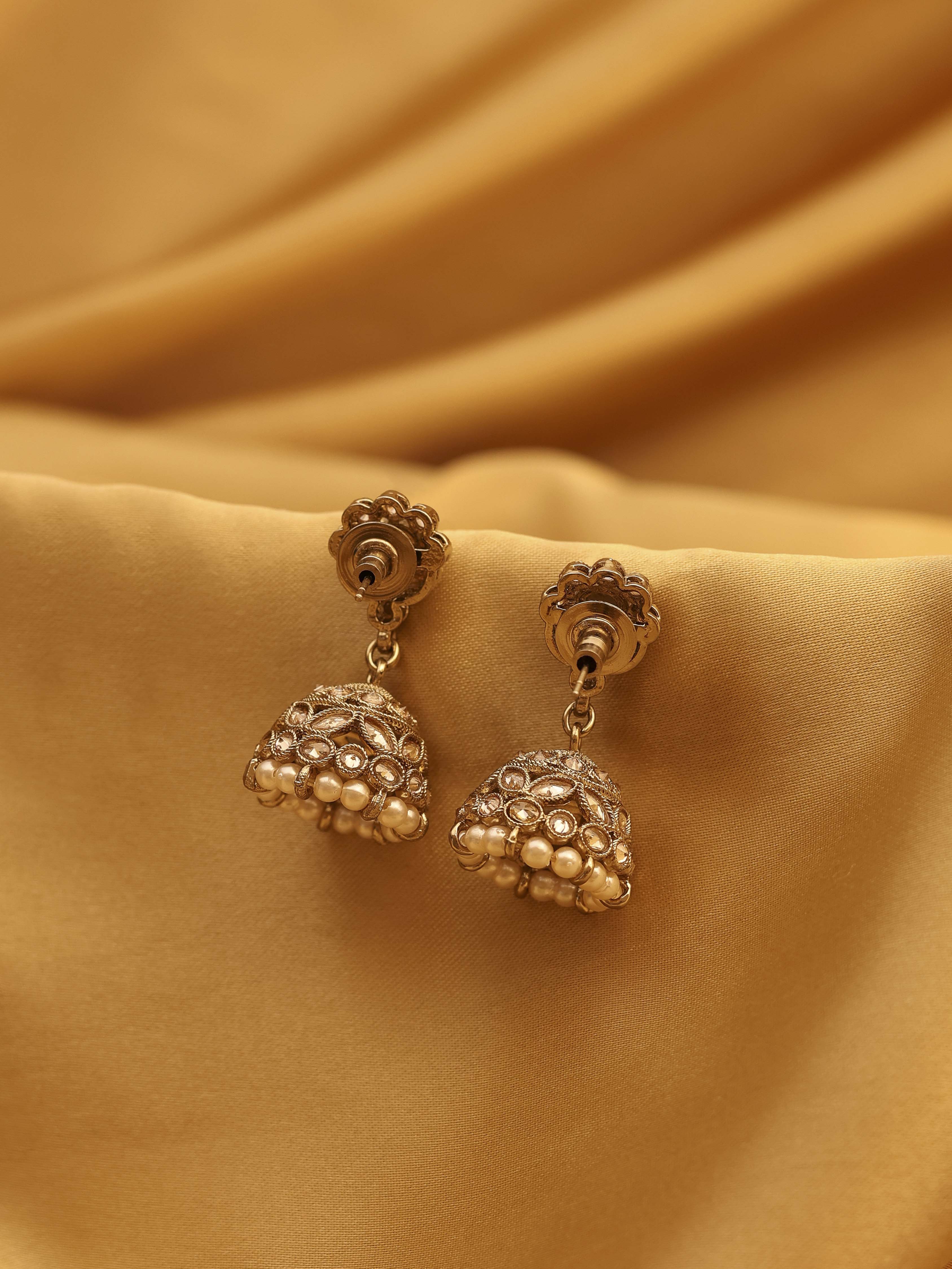 Pearl Brass Jhumka image number 2