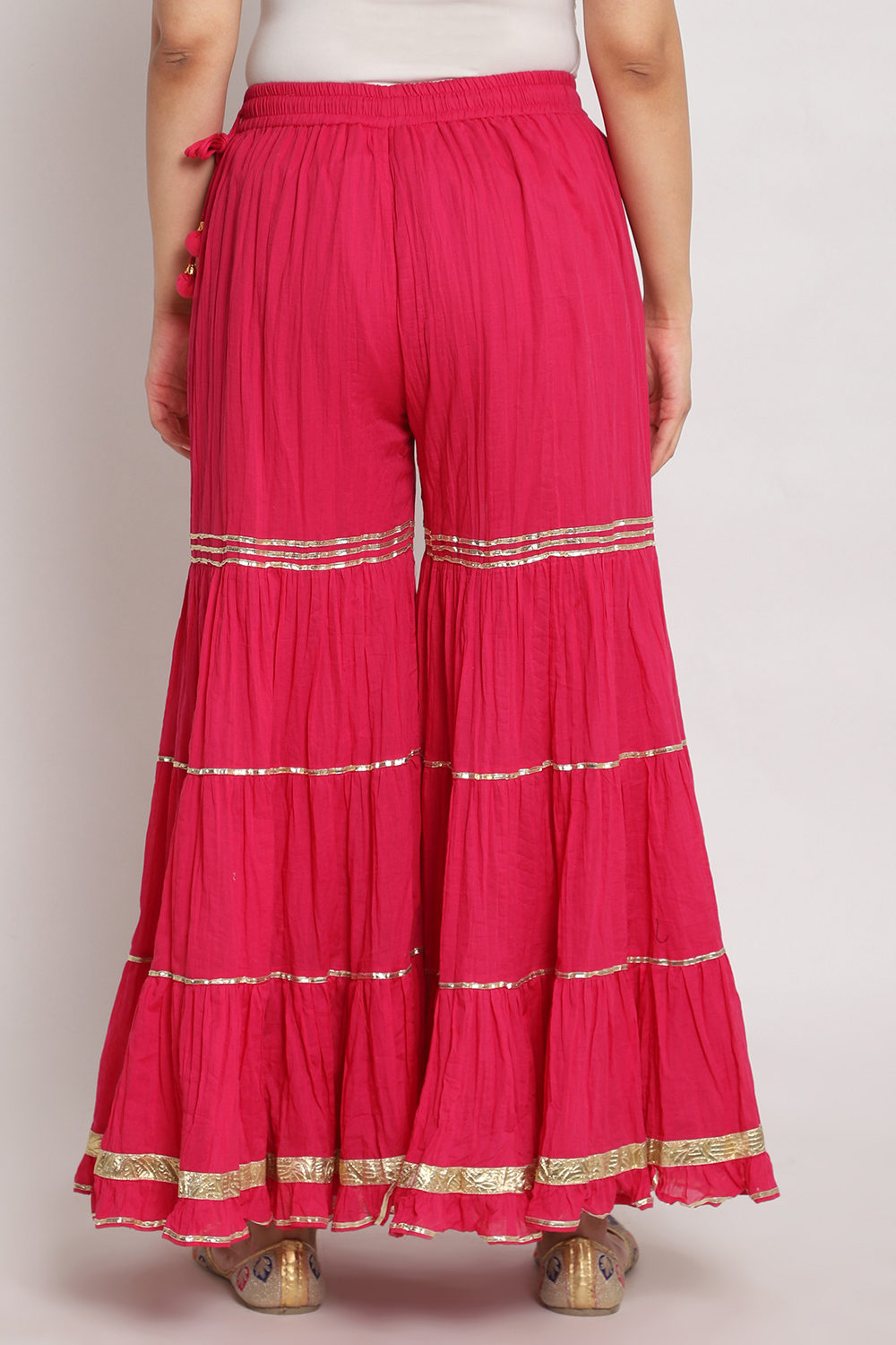 Fuchsia Cotton Sharara Pants image number 5