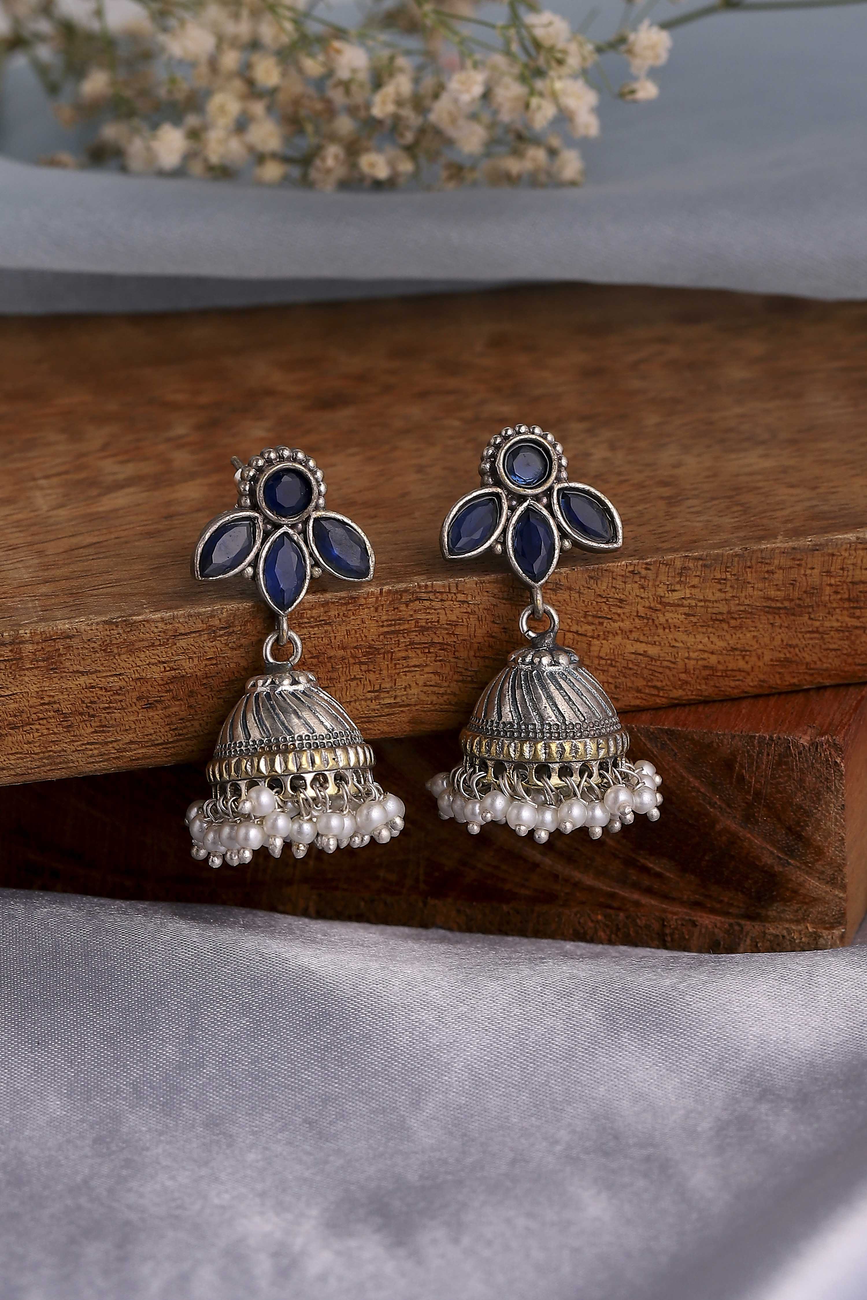 Navy Stone Earrings image number 0