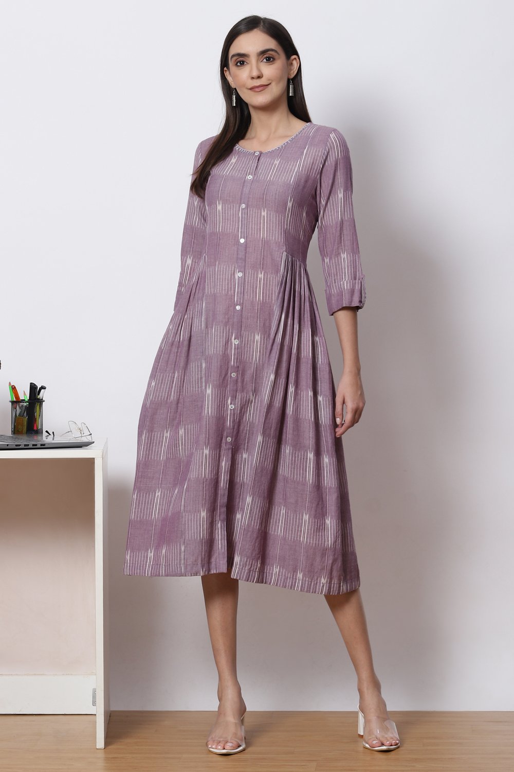 Lilac Dust Cotton A Line Dress image number 0