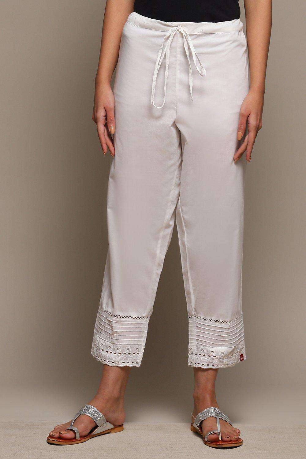 Off White Cotton Regular Pants image number 5