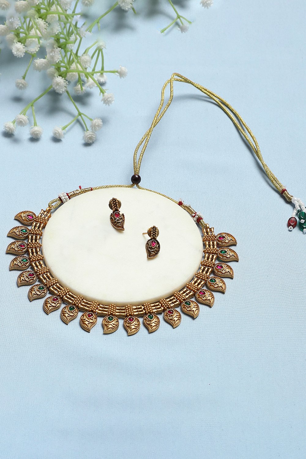 Red Green Alloy Necklace Set image number 0