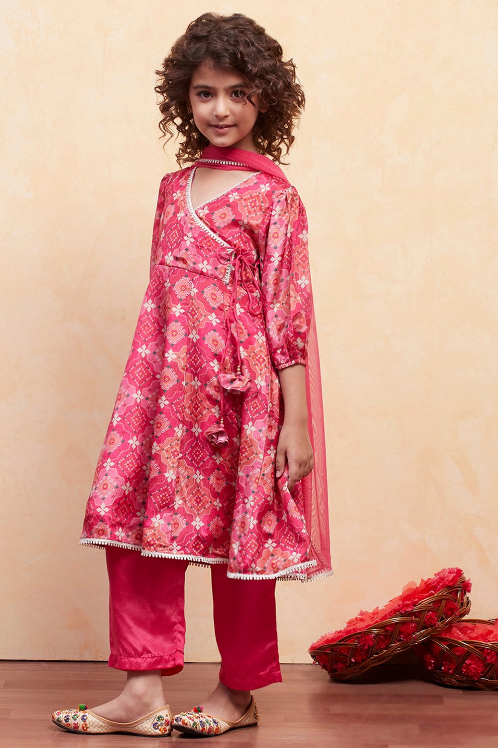 Coral Pink Polyester Flared Suit Set image number 3