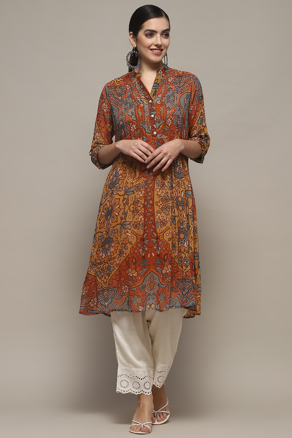 Mustard Viscose Straight Kurti image number 5