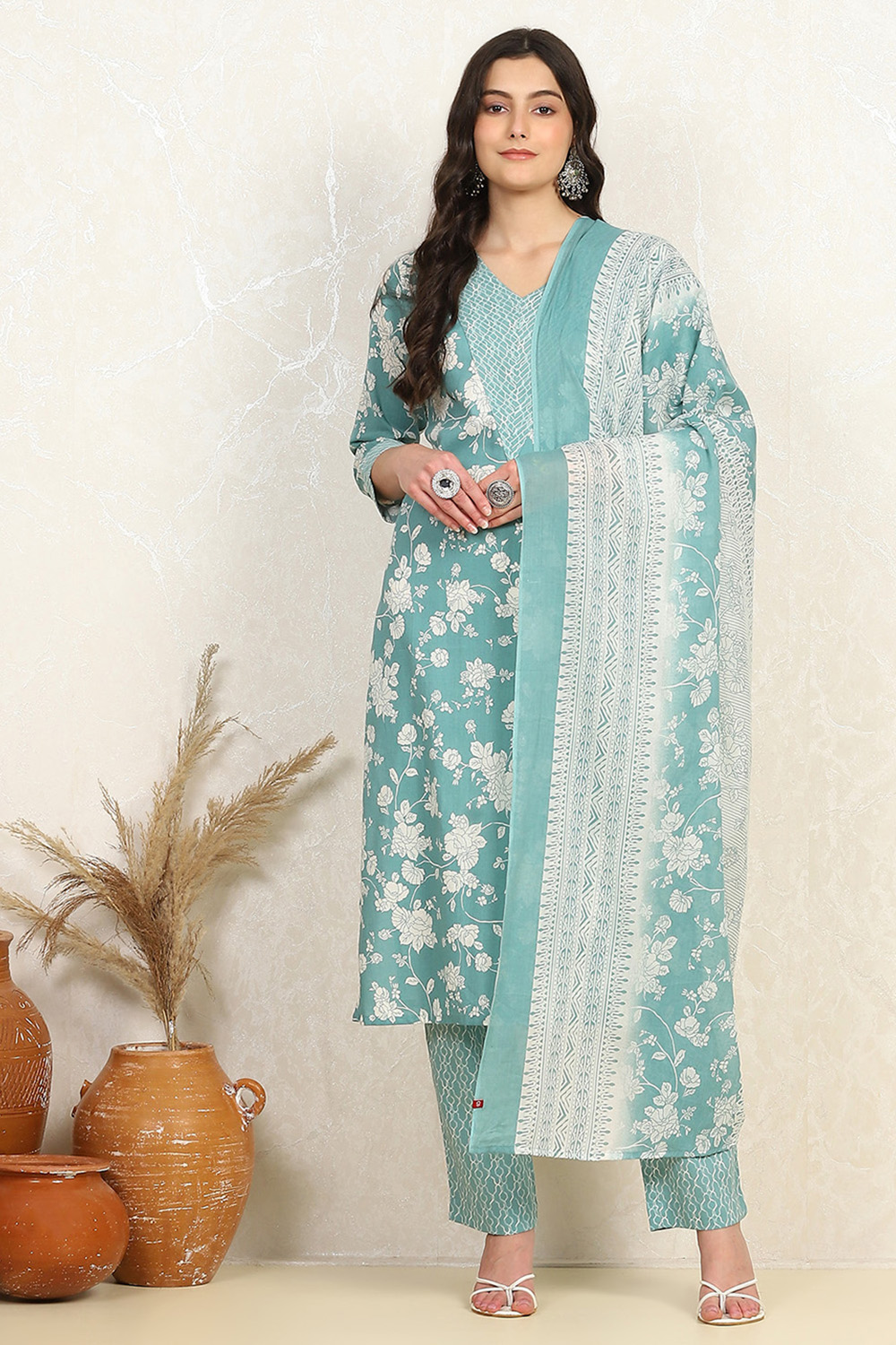 Rama Cotton Screen Print Unstitched Suit Set image number 7