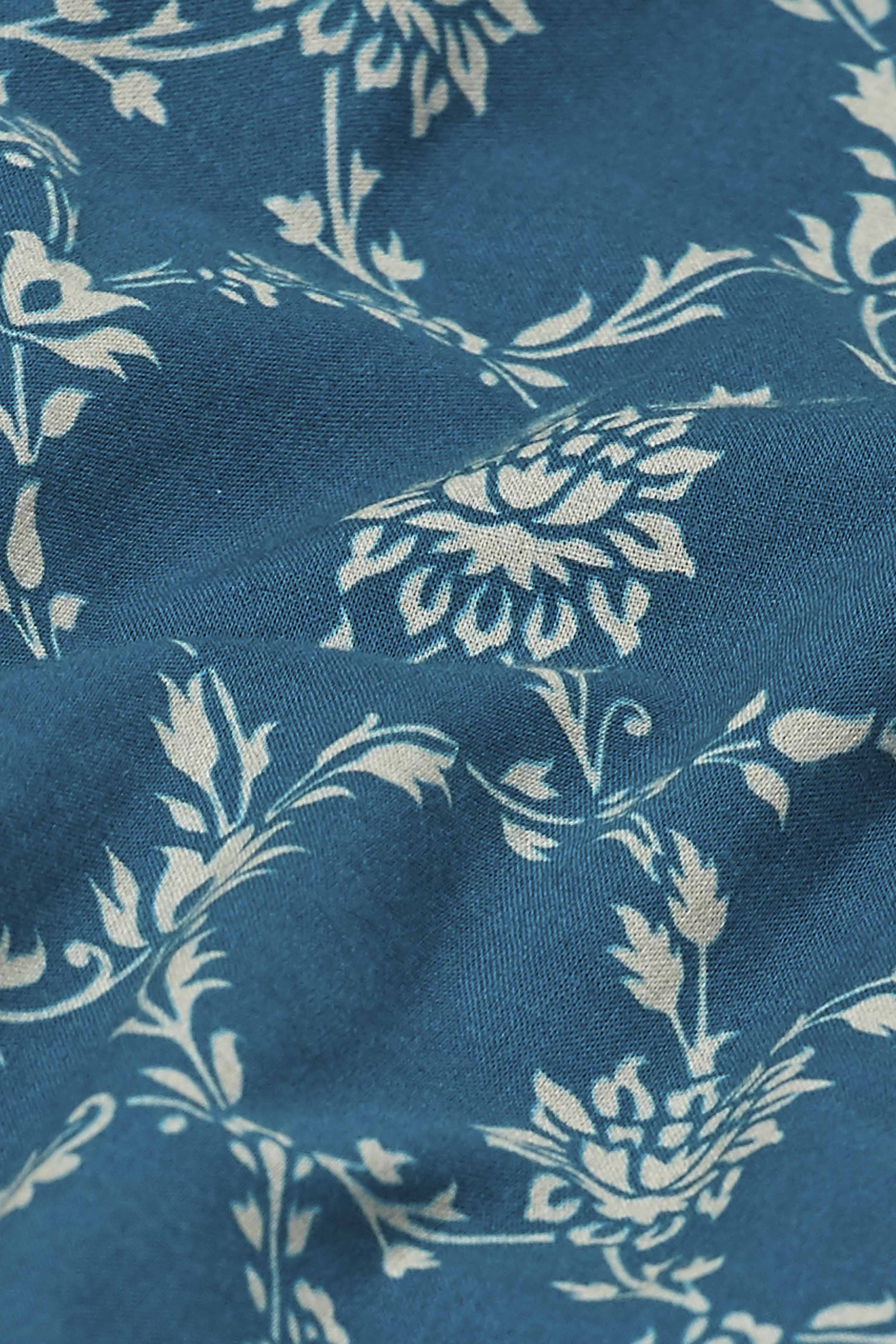 Teal Cotton Floral Printed Kurti with Tie image number 2