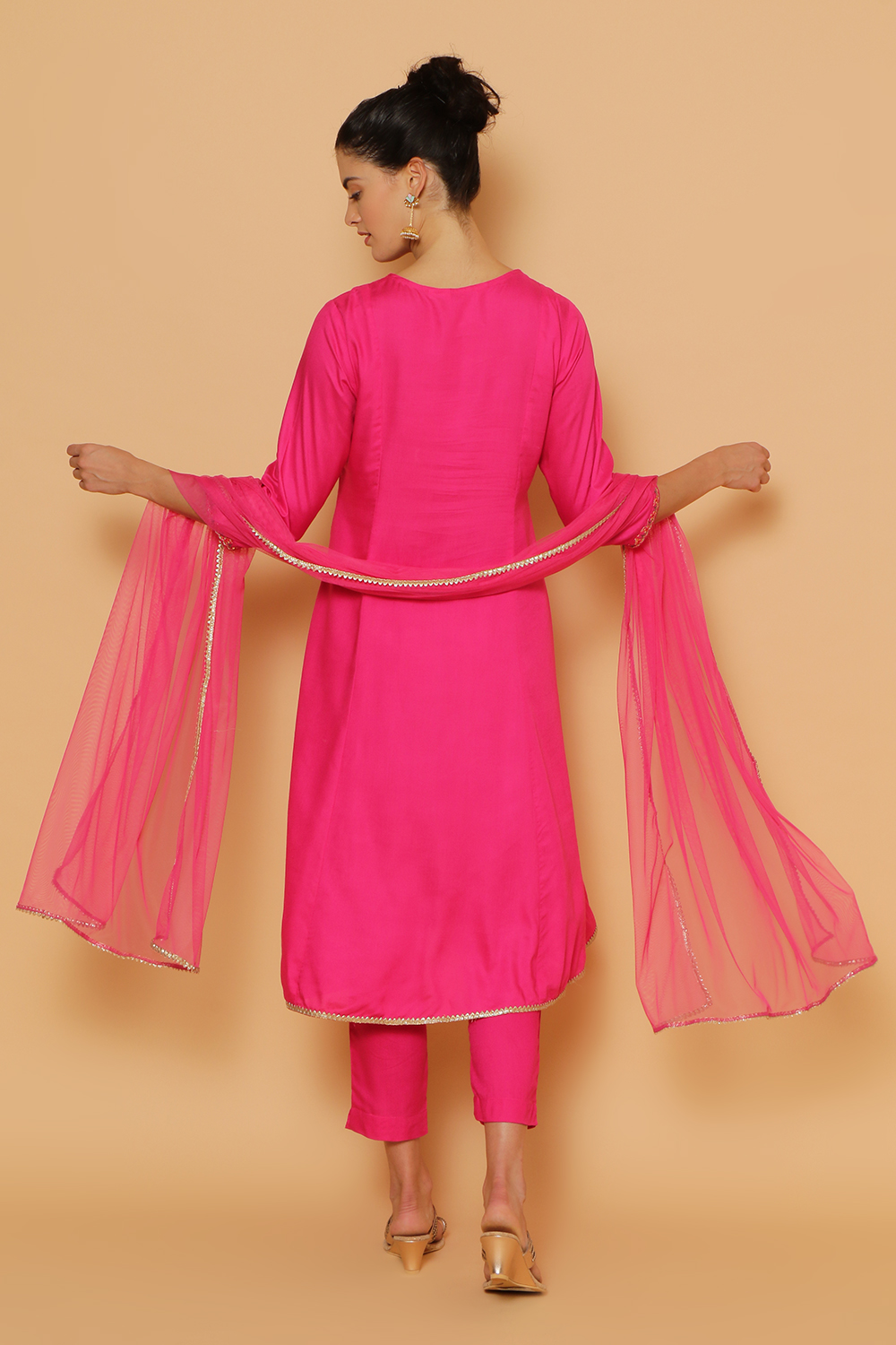 Blue Rayon Kalidar Kurta Slim Pant Suit Set image number 7