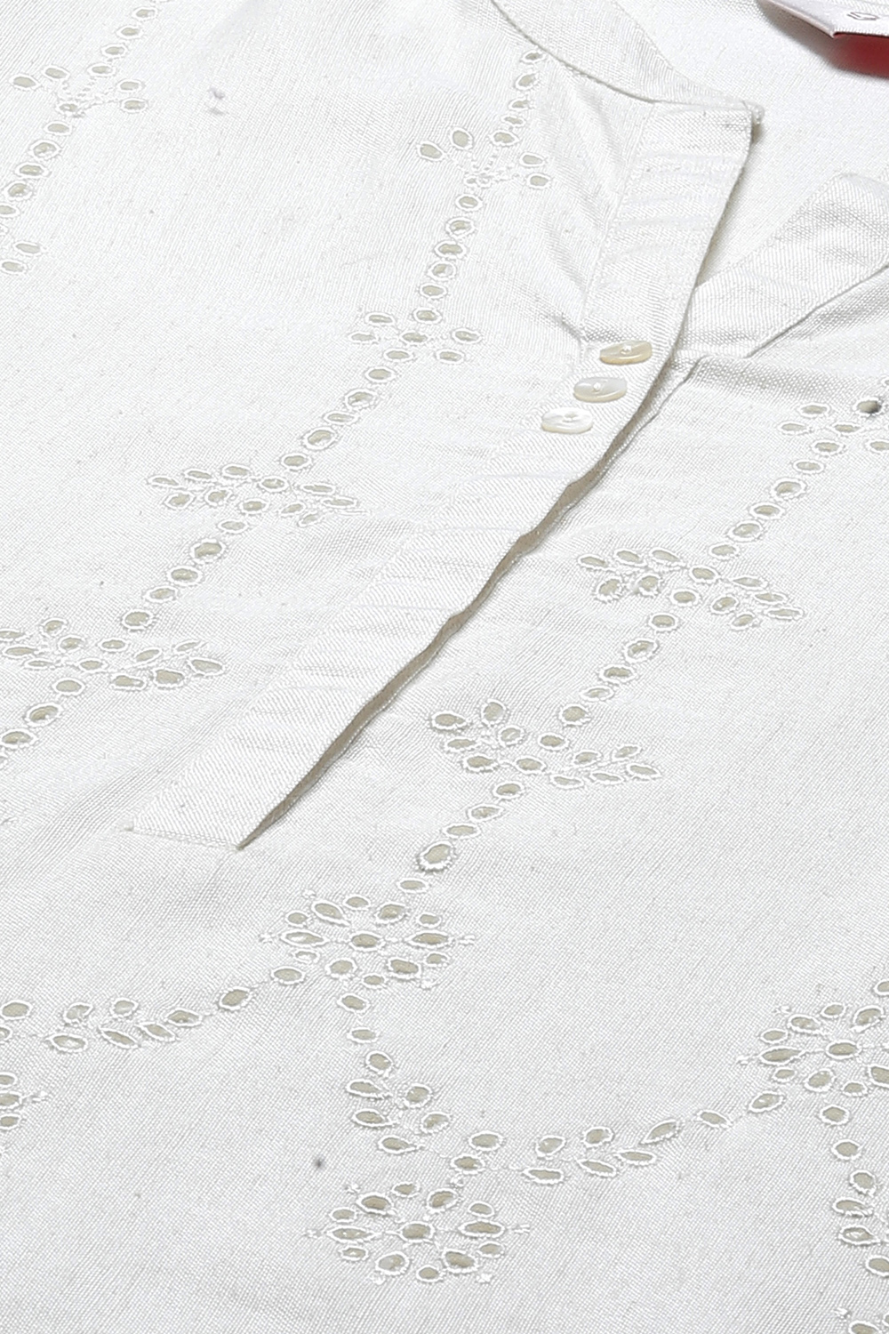 Natural White LIVA Short Solid Kurti image number 1