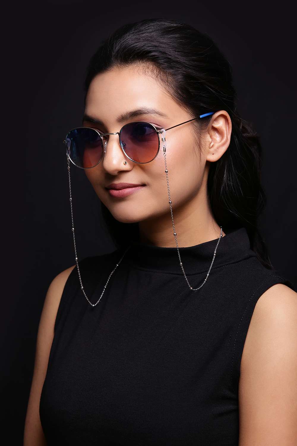 Rhodium Festive Eye Glass Chain image number 2