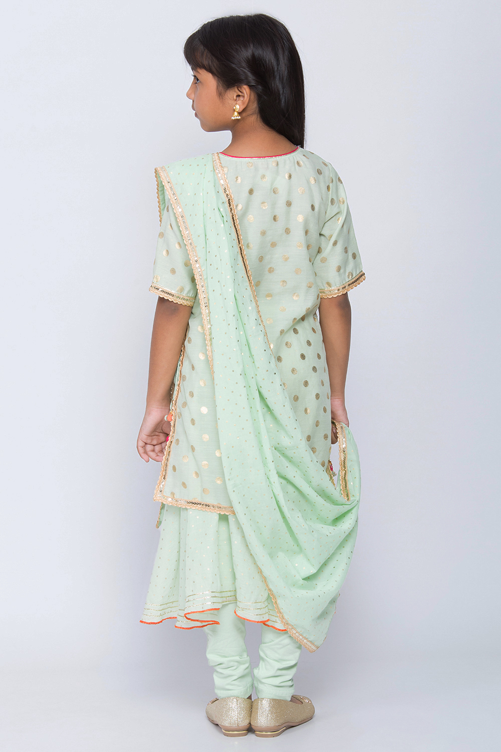 Mint Green Art Silk Straight Kurta Churidar Suit Set image number 4