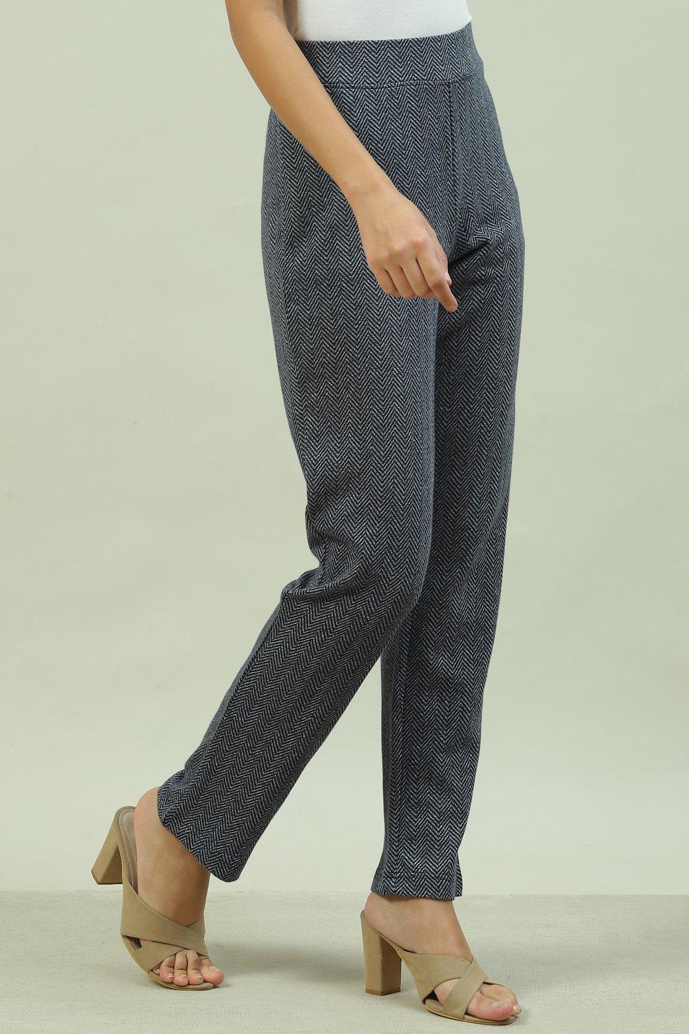 Charcoal Black Cotton Pants image number 3