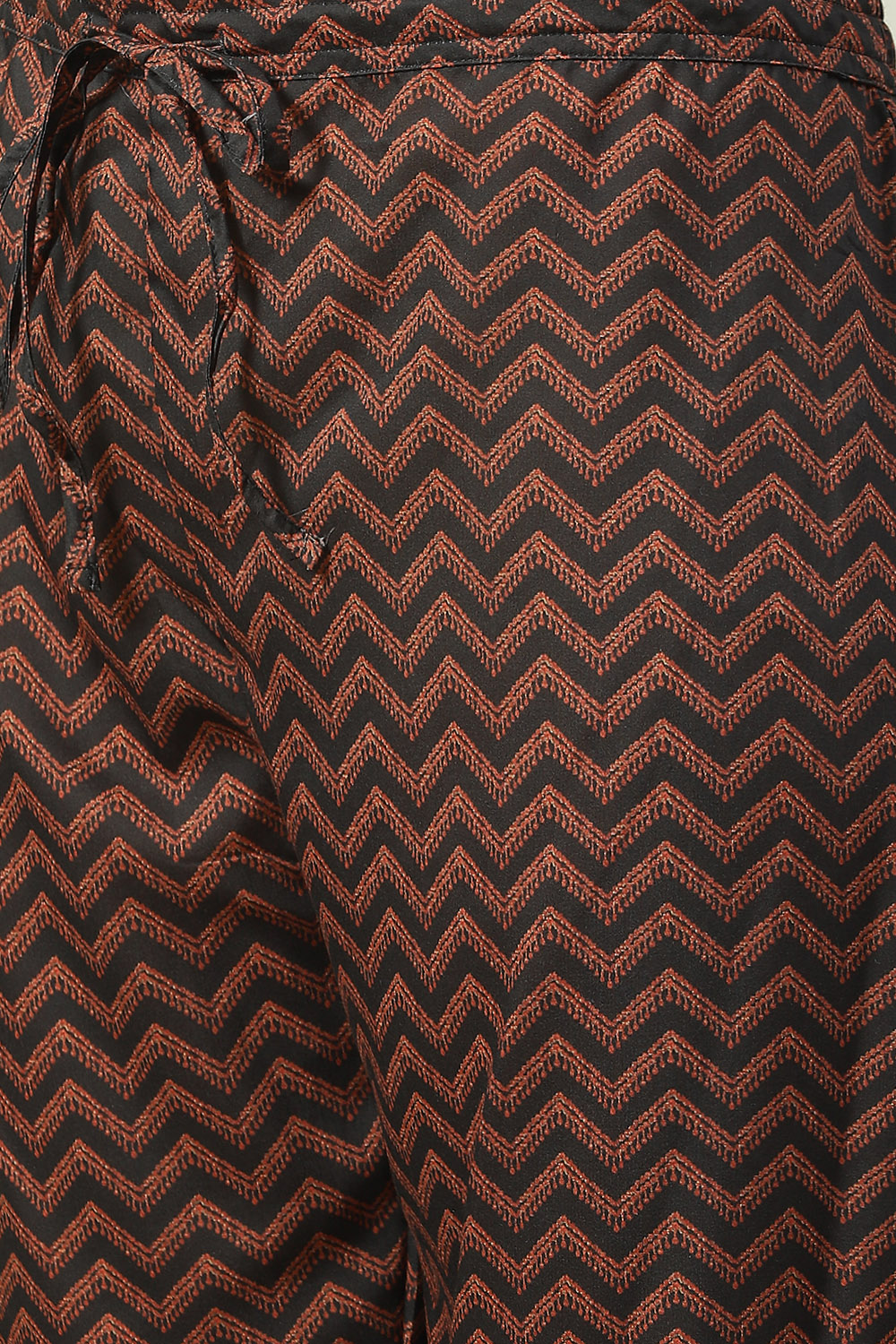 Black Art Silk Kaftan Kurta Palazzo Suit Set image number 2
