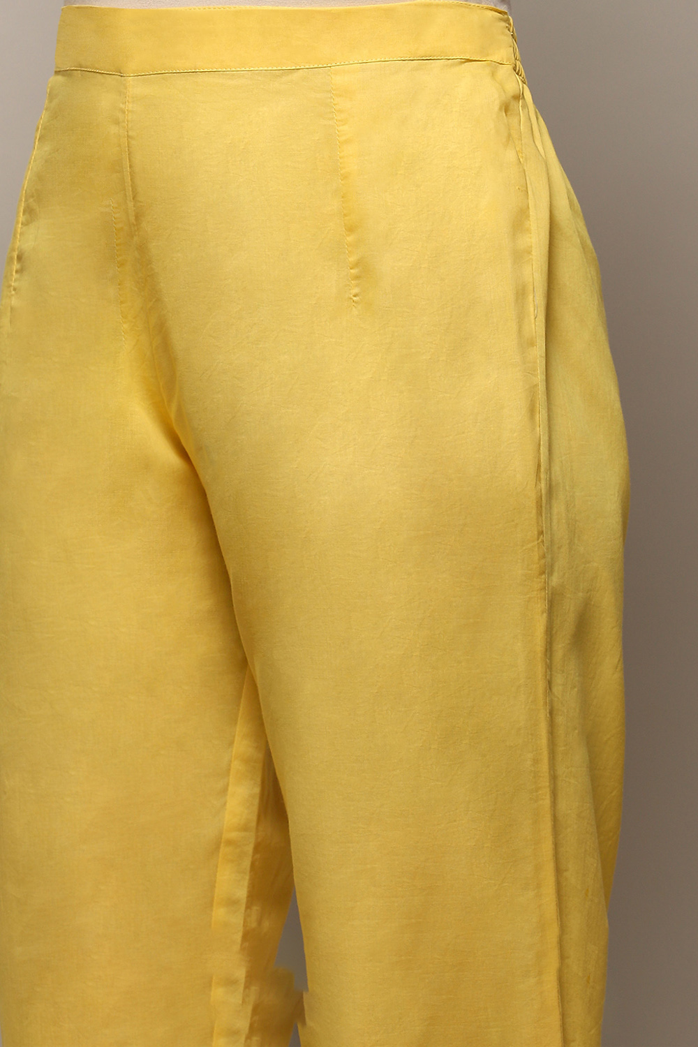 Yellow Cotton Blend Unstitched Suit set image number 3