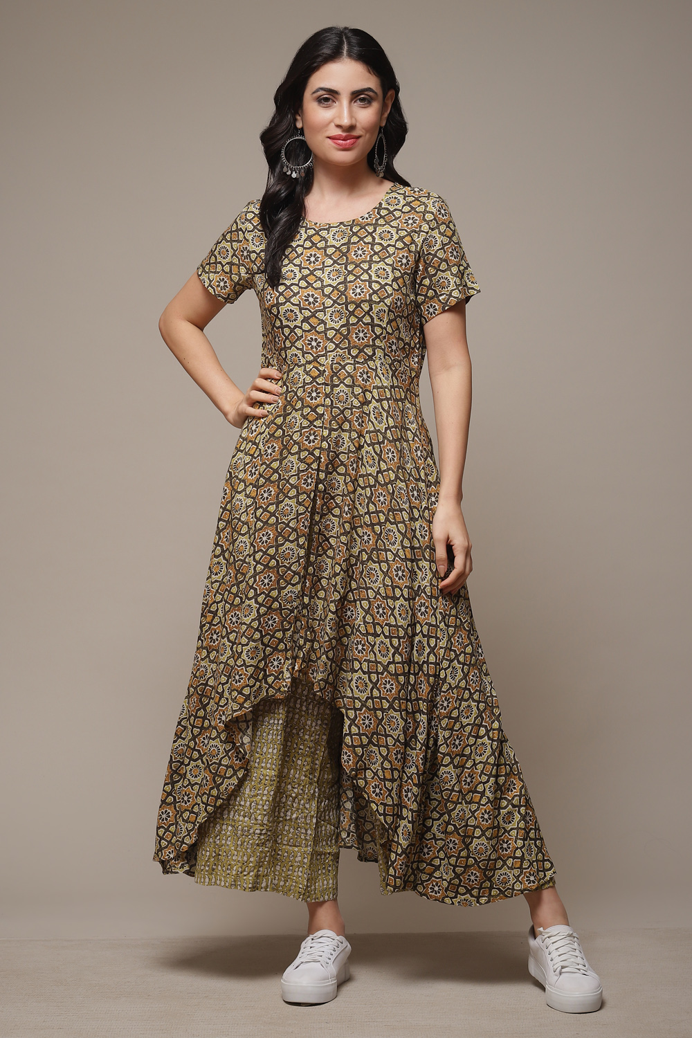 Olive LIVA Printed Jumpsuit Dress image number 1