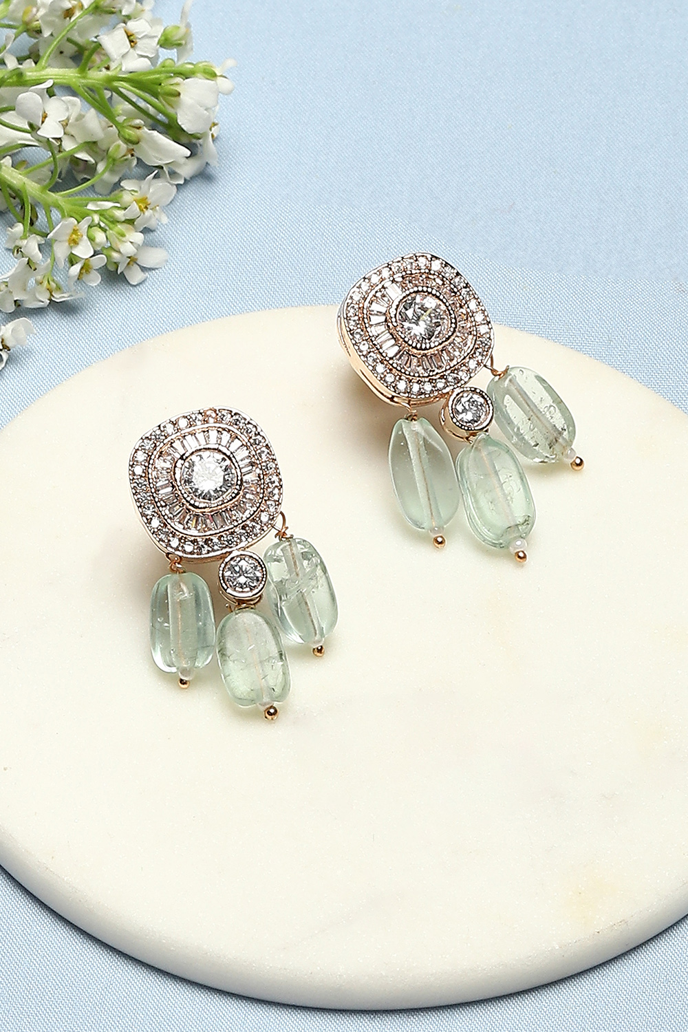 Mint Green Brass Earrings image number 0