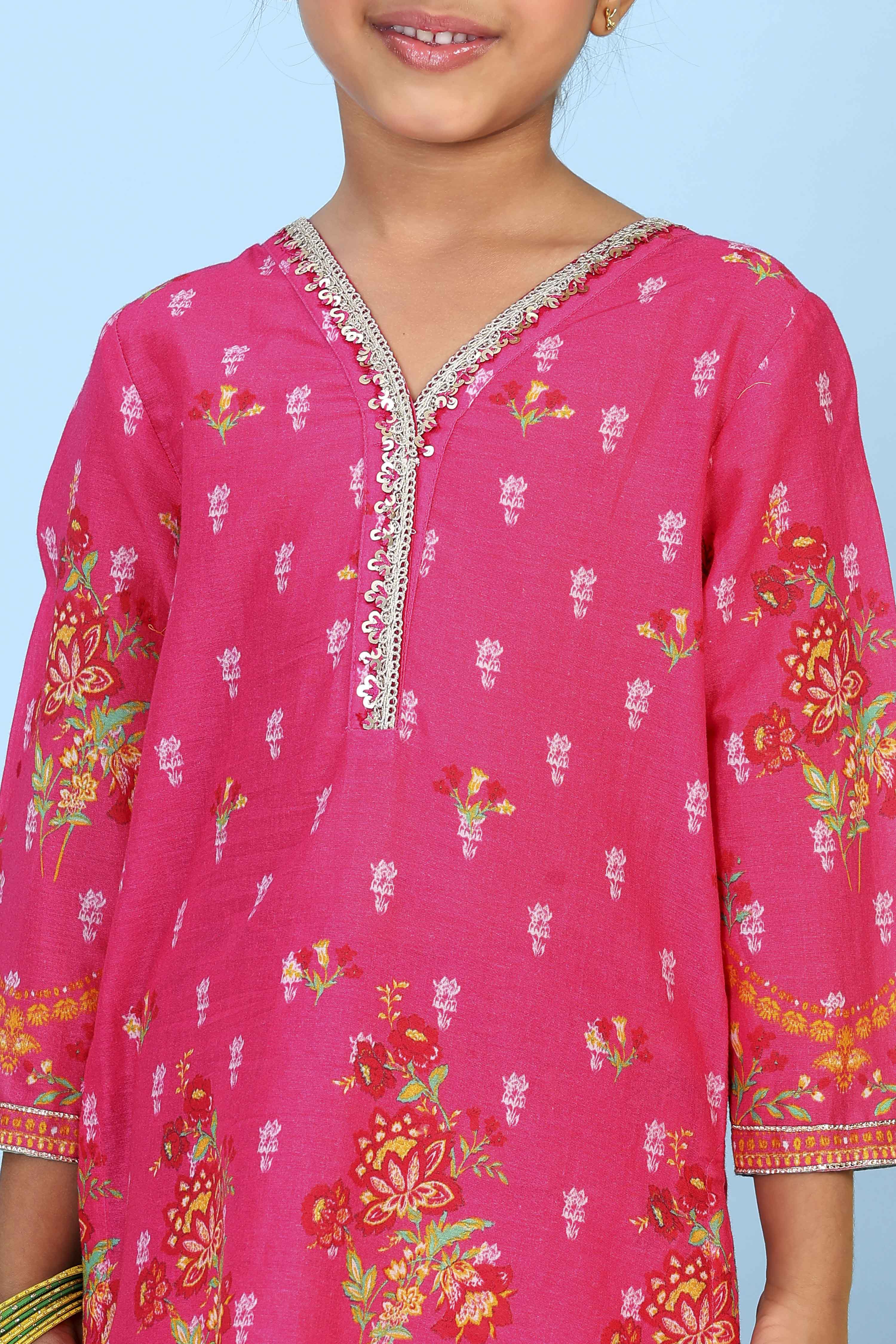 Pink Cotton Printed Straight Suit Set image number 1