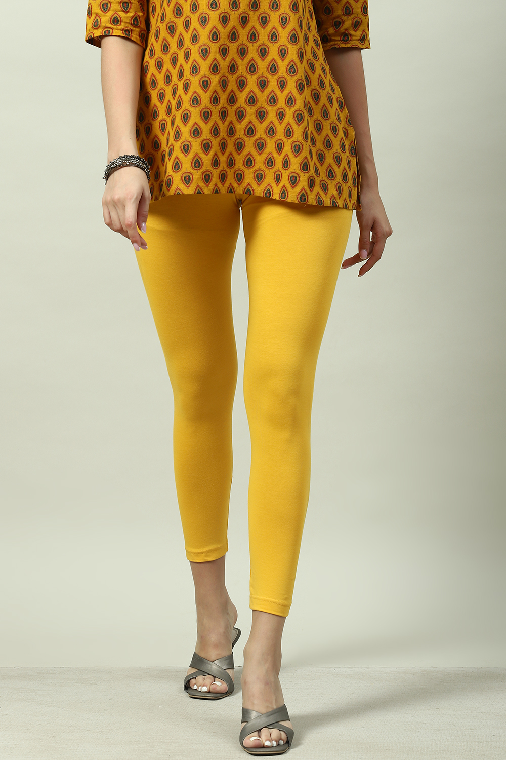 Dark Yellow Cotton Lycra Churidar image number 0