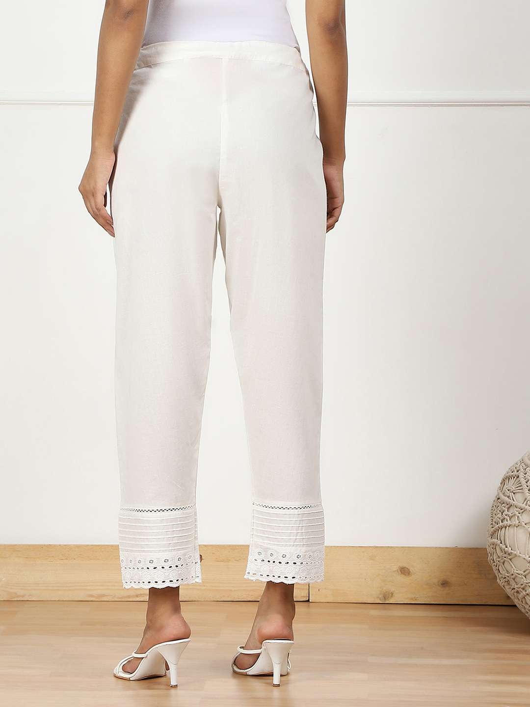 Buy Off White Viscose Lycra Solid Leggings (Leggings) for INR399.50