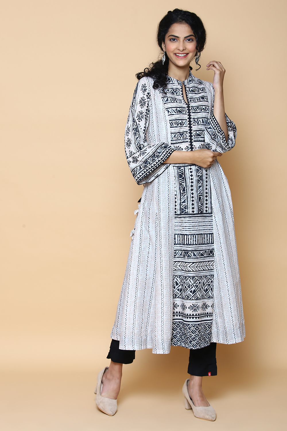 Natural Cotton A-Line Printed Kurta image number 3