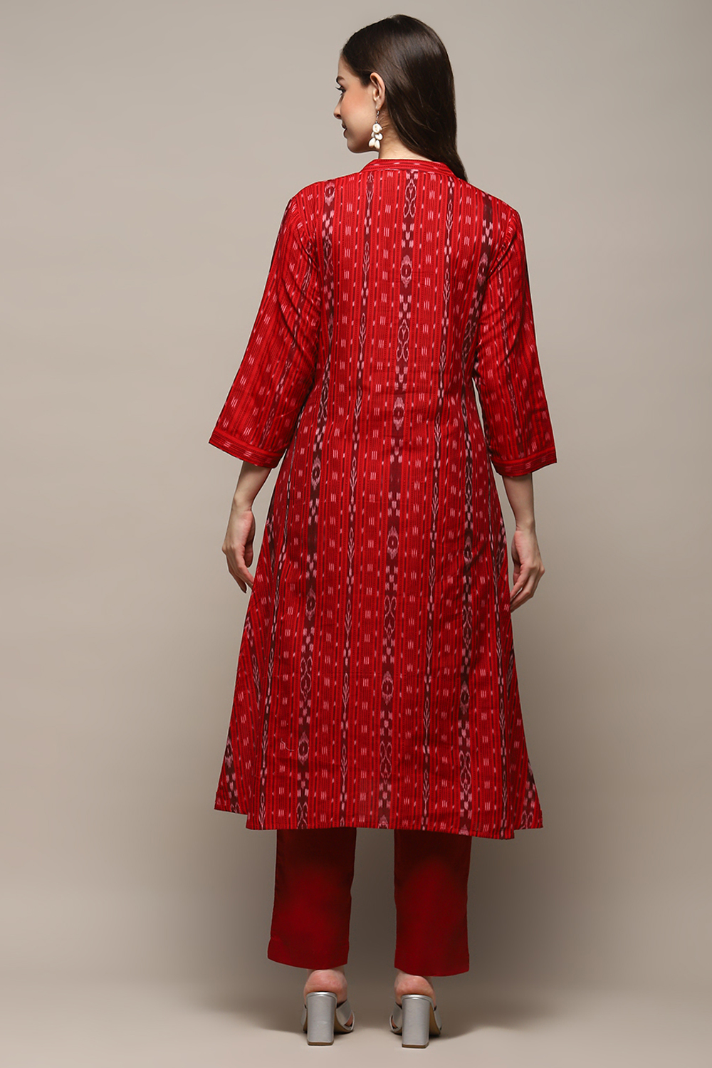 Orange Cotton Unstitched Suit set image number 6