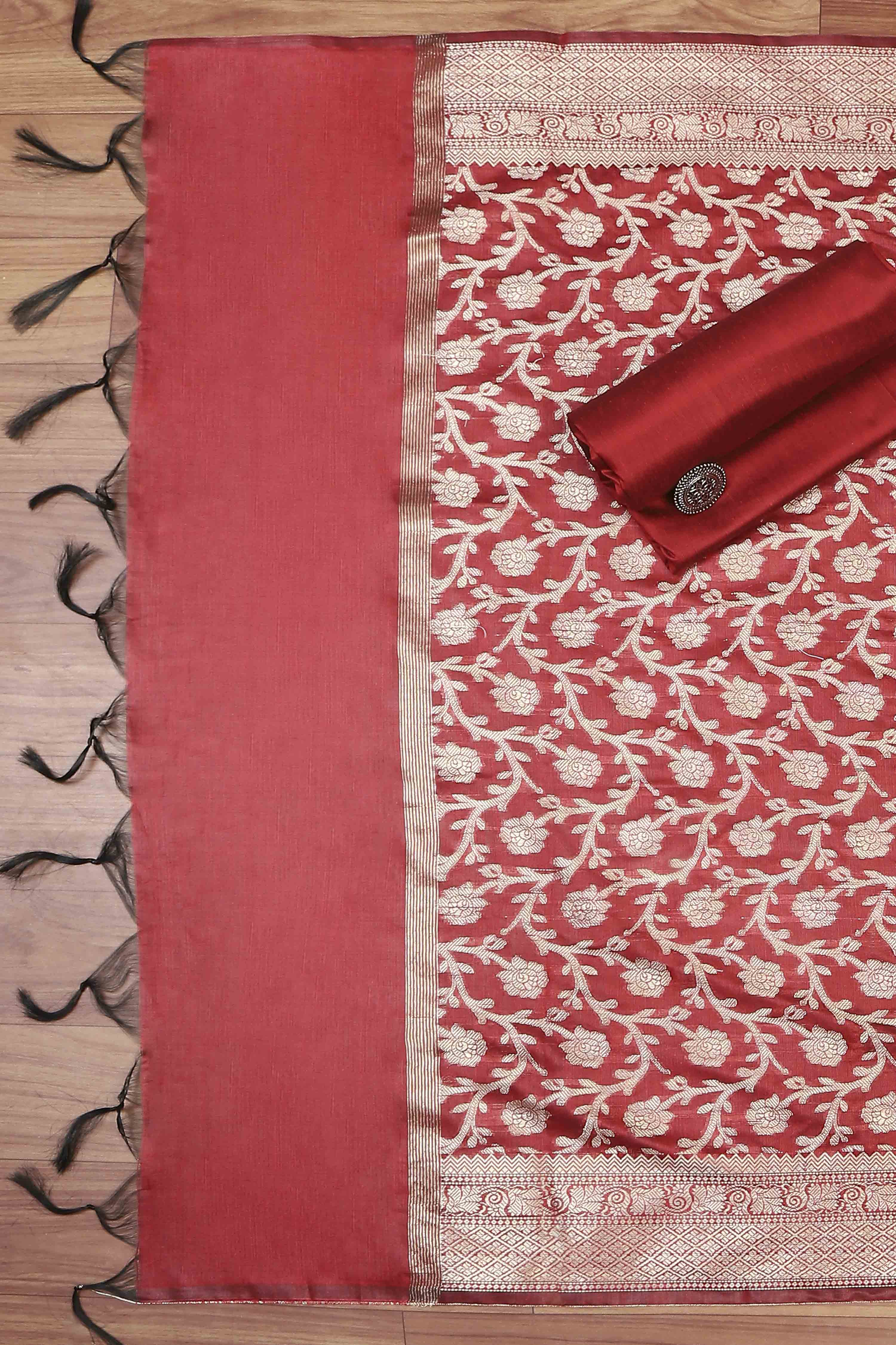 Mustard Cotton Printed Embroidered Unstitched Suit Set image number 3