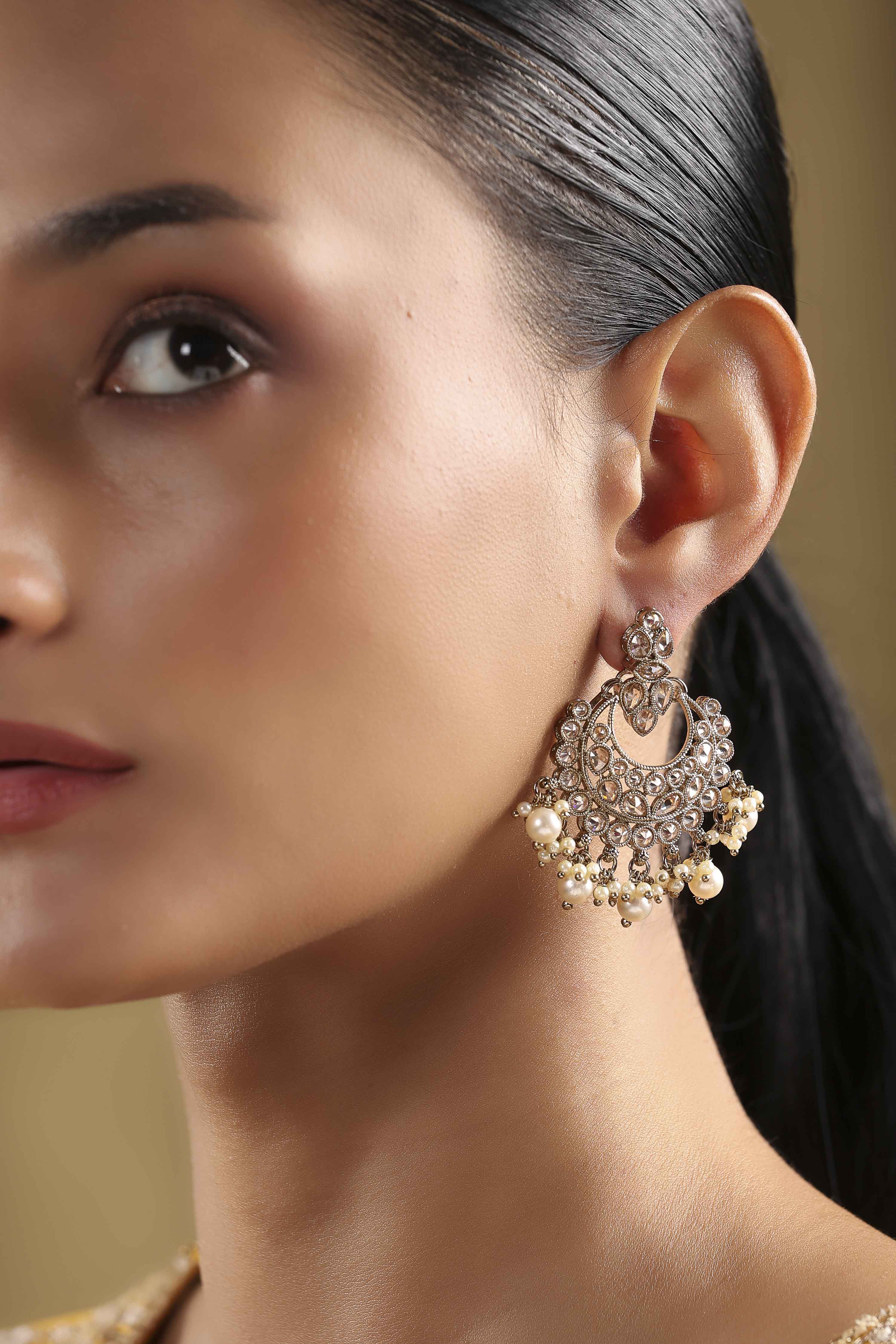 Champagne Alloy Chaandbali image number 1