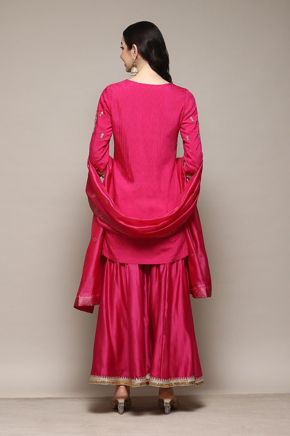 Fuchsia Viscose Blend Straight Kurta Garara Suit Set image number 4