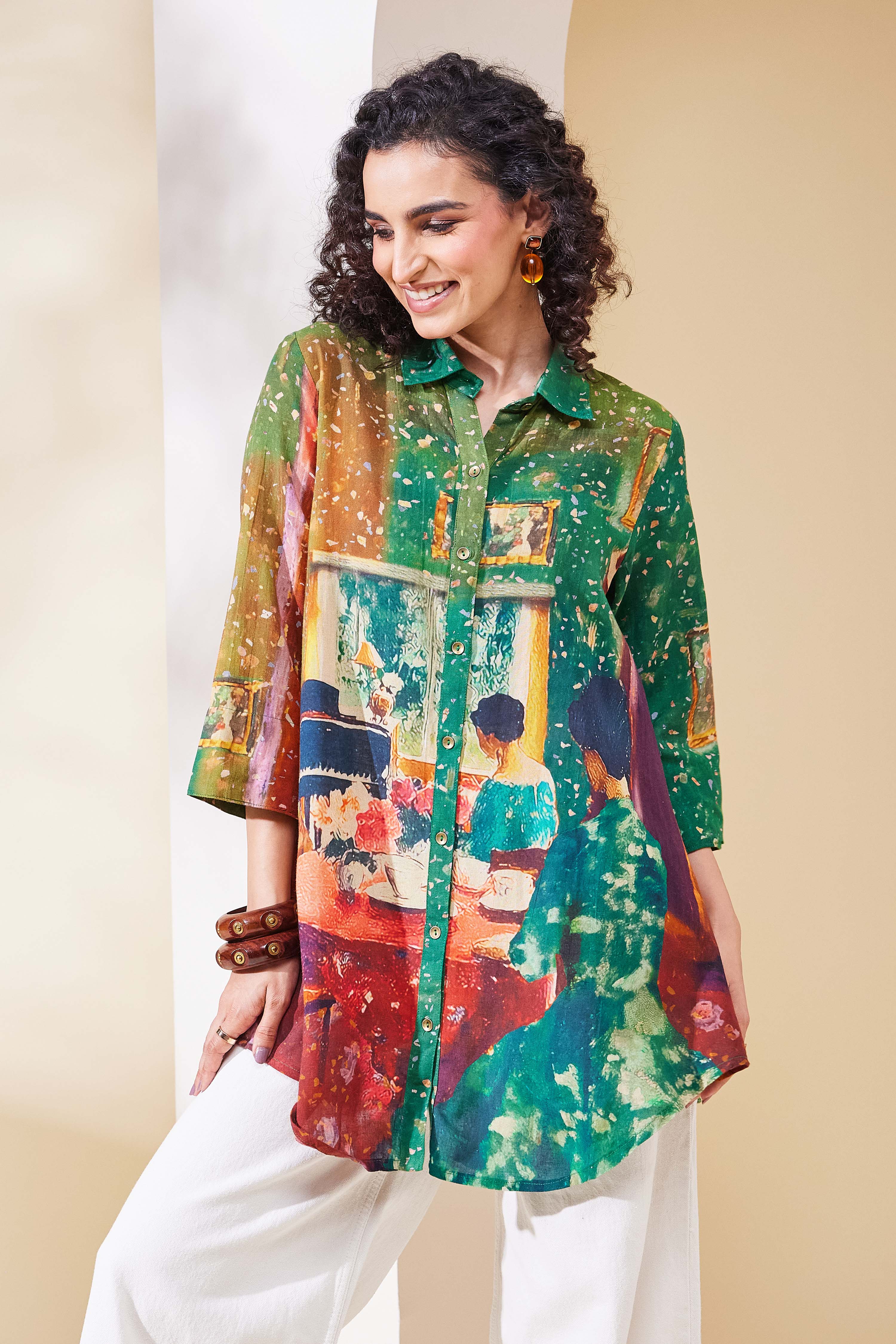Green Viscose Rayon Straight Kurta image number 5