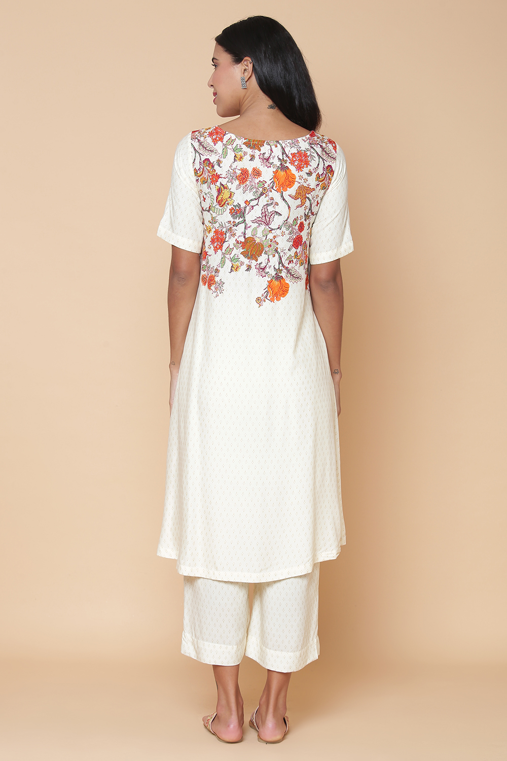 Navy Rayon Asymmetric Kurta Palazzo Suit Set image number 4