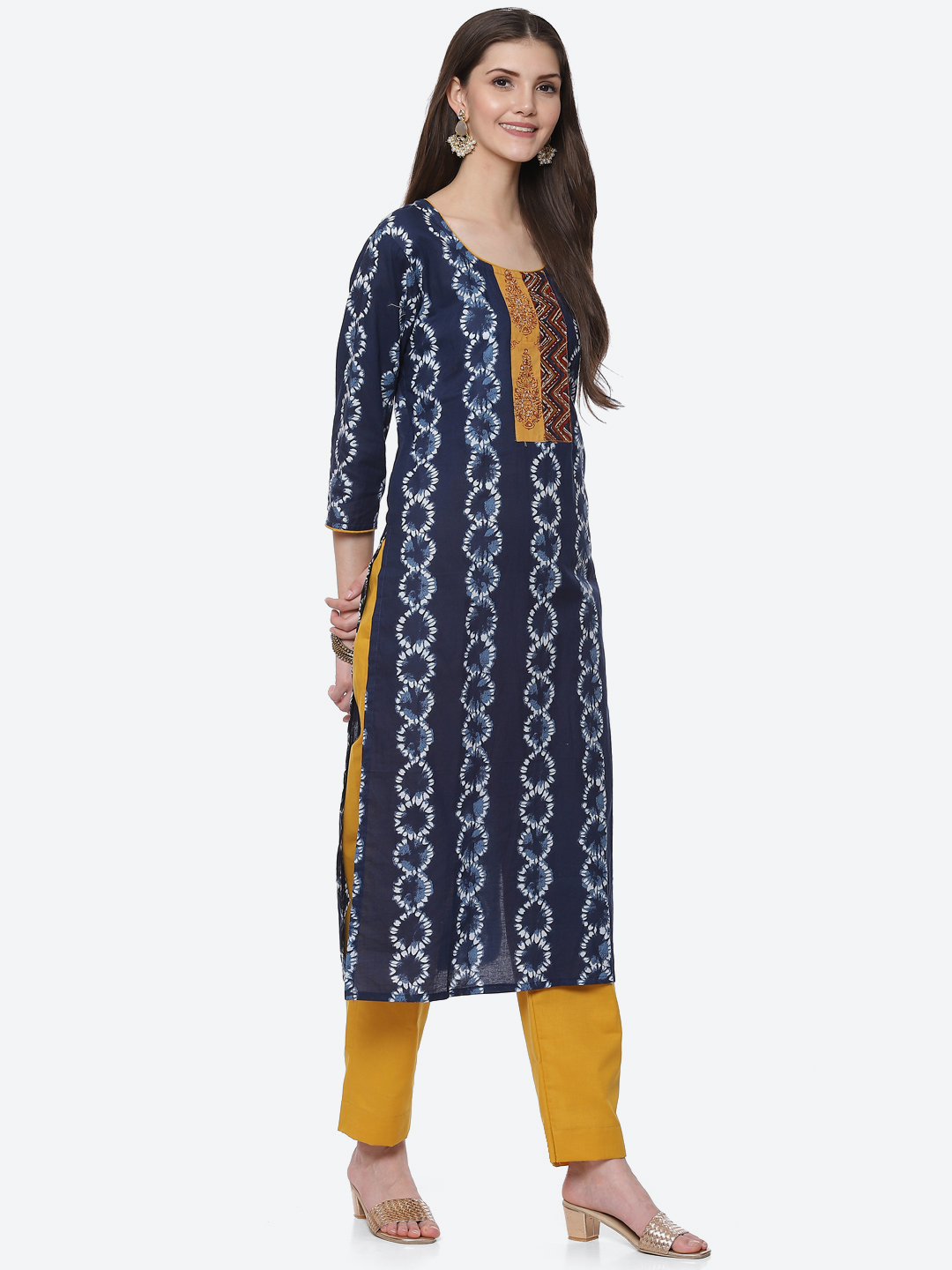 Indigo Cotton Unstitched Suit Set image number 5